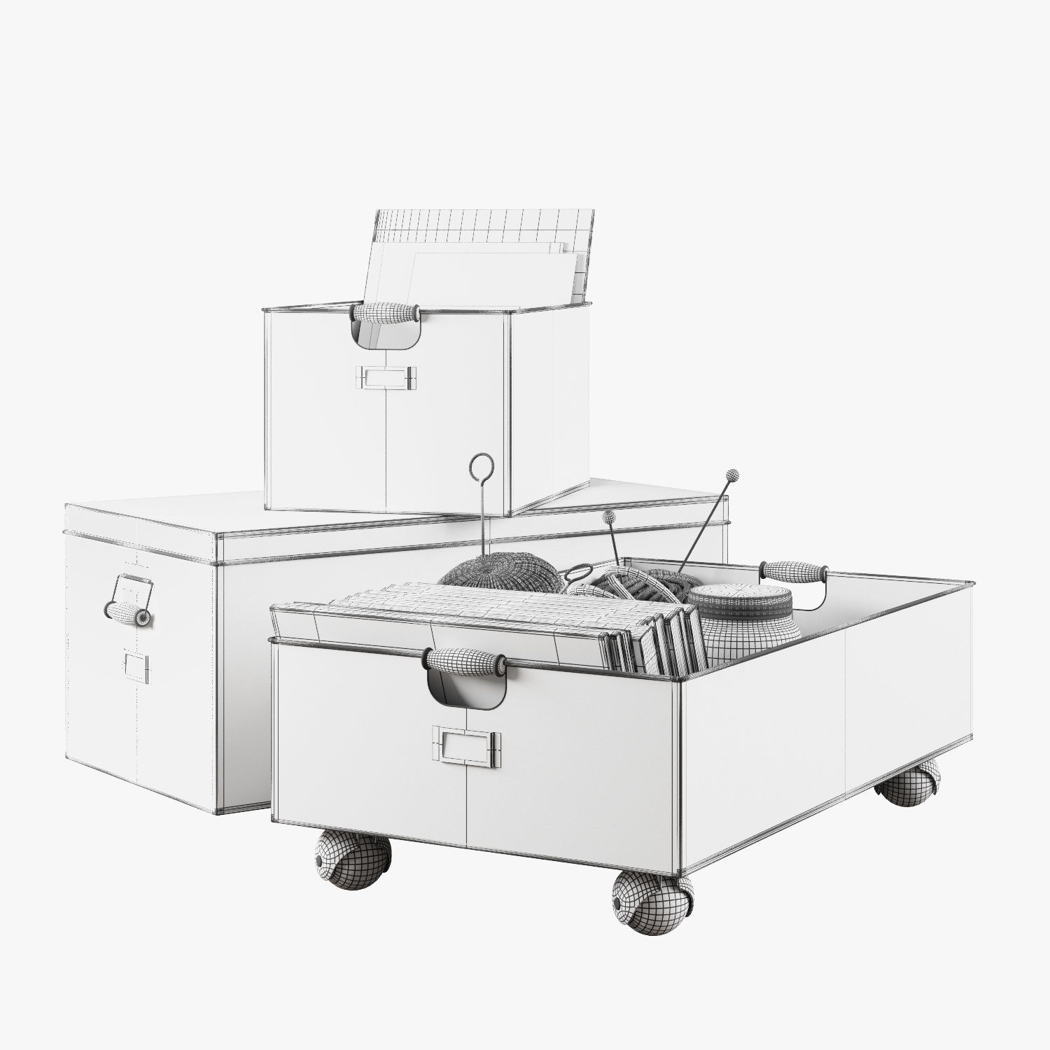 pottery barn galvanized storage baskets 3D model_5