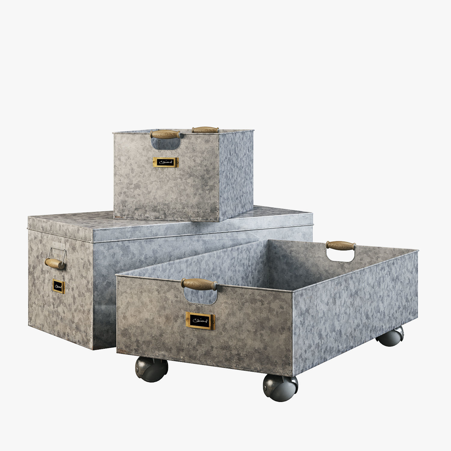 pottery barn galvanized storage baskets 3D model_1
