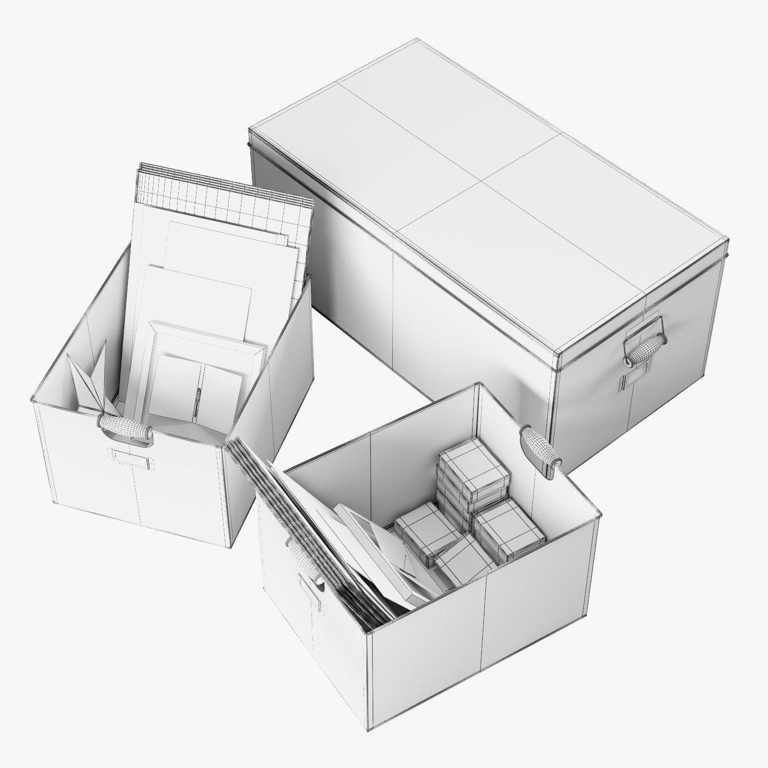 pottery barn galvanized storage baskets 3D model_7