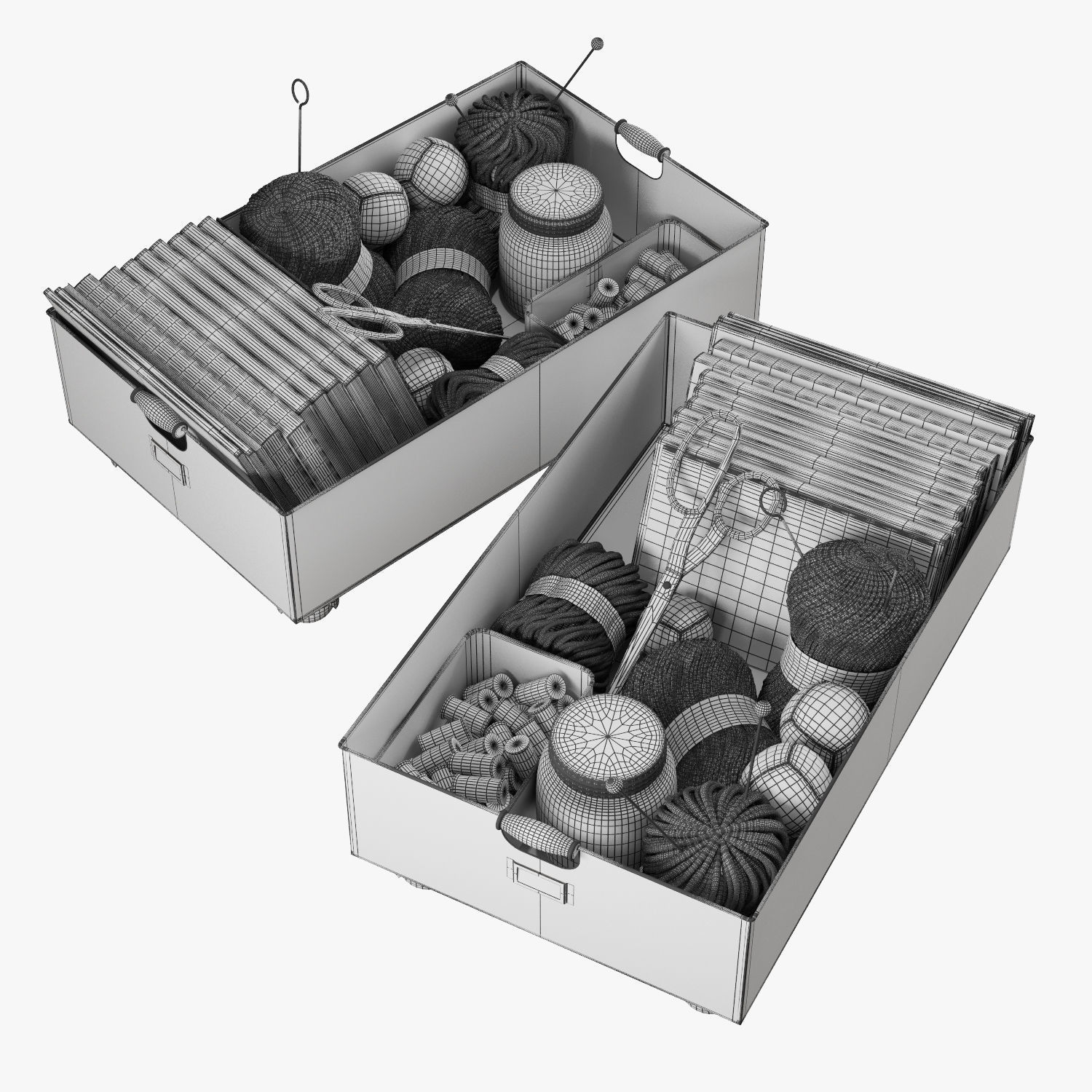 pottery barn galvanized storage baskets 3D model_8