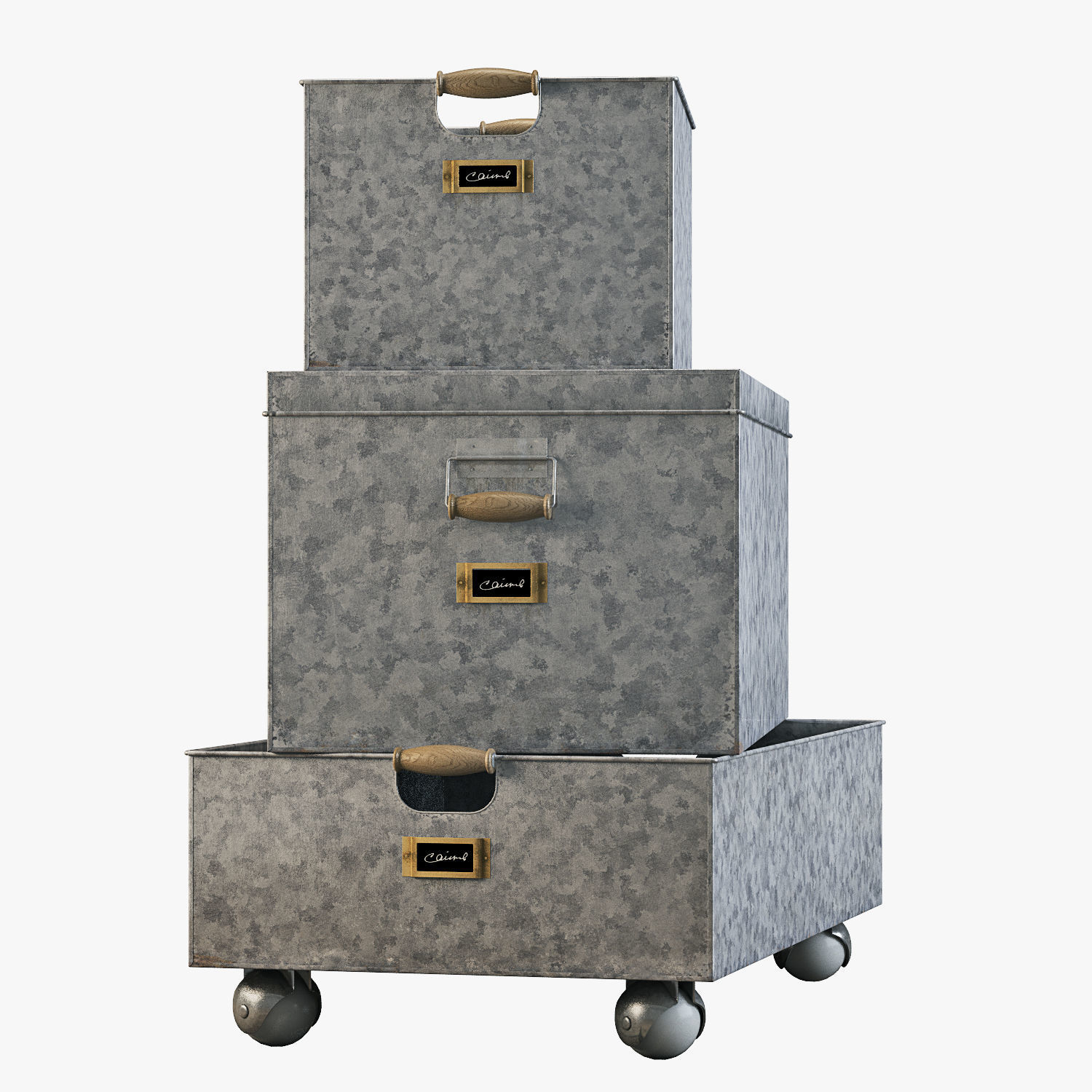 pottery barn galvanized storage baskets 3D model_4