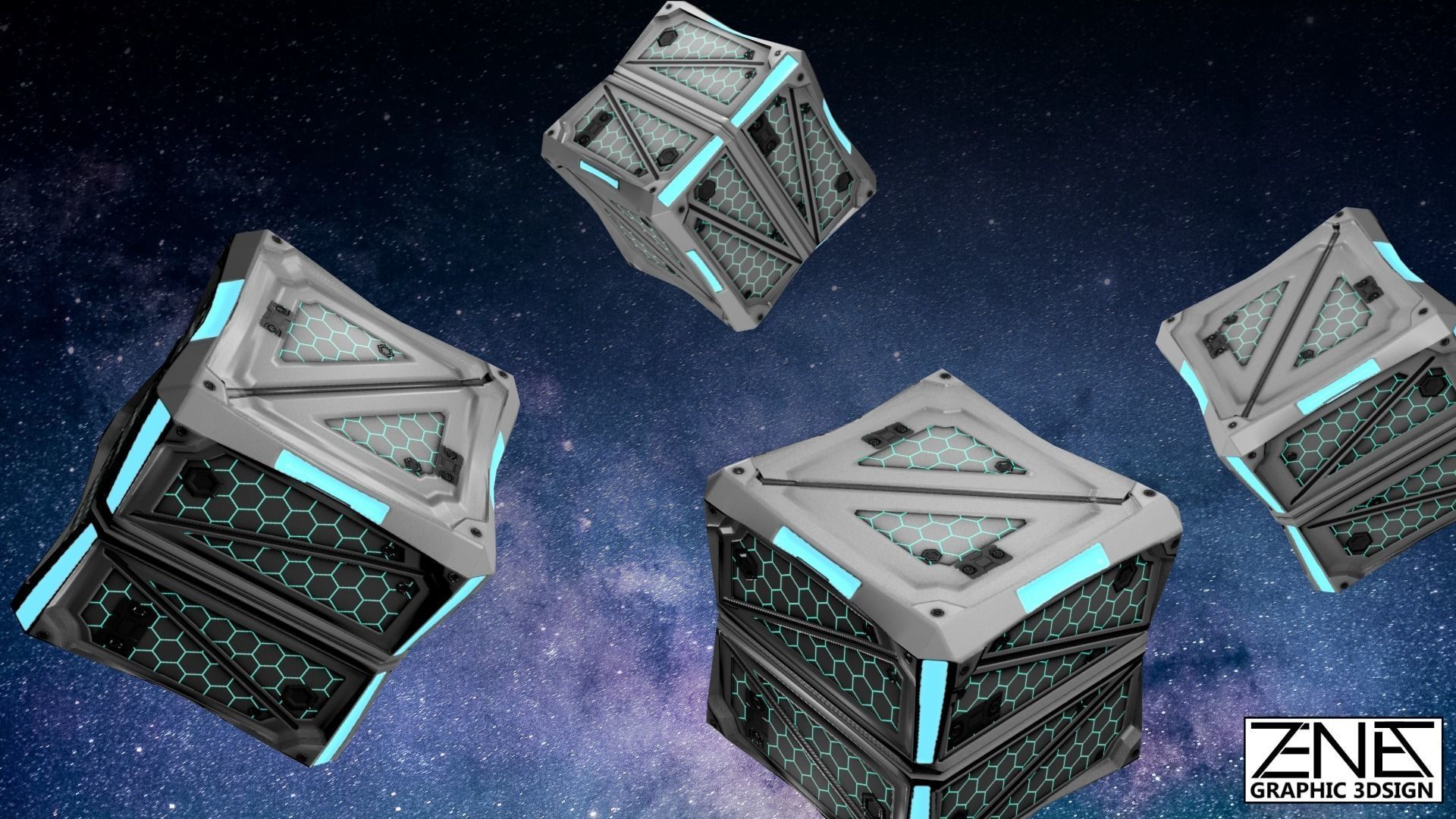 Game-Ready Futuristic Scifi-Steampunk Storage Container  Low-poly 3D model_4