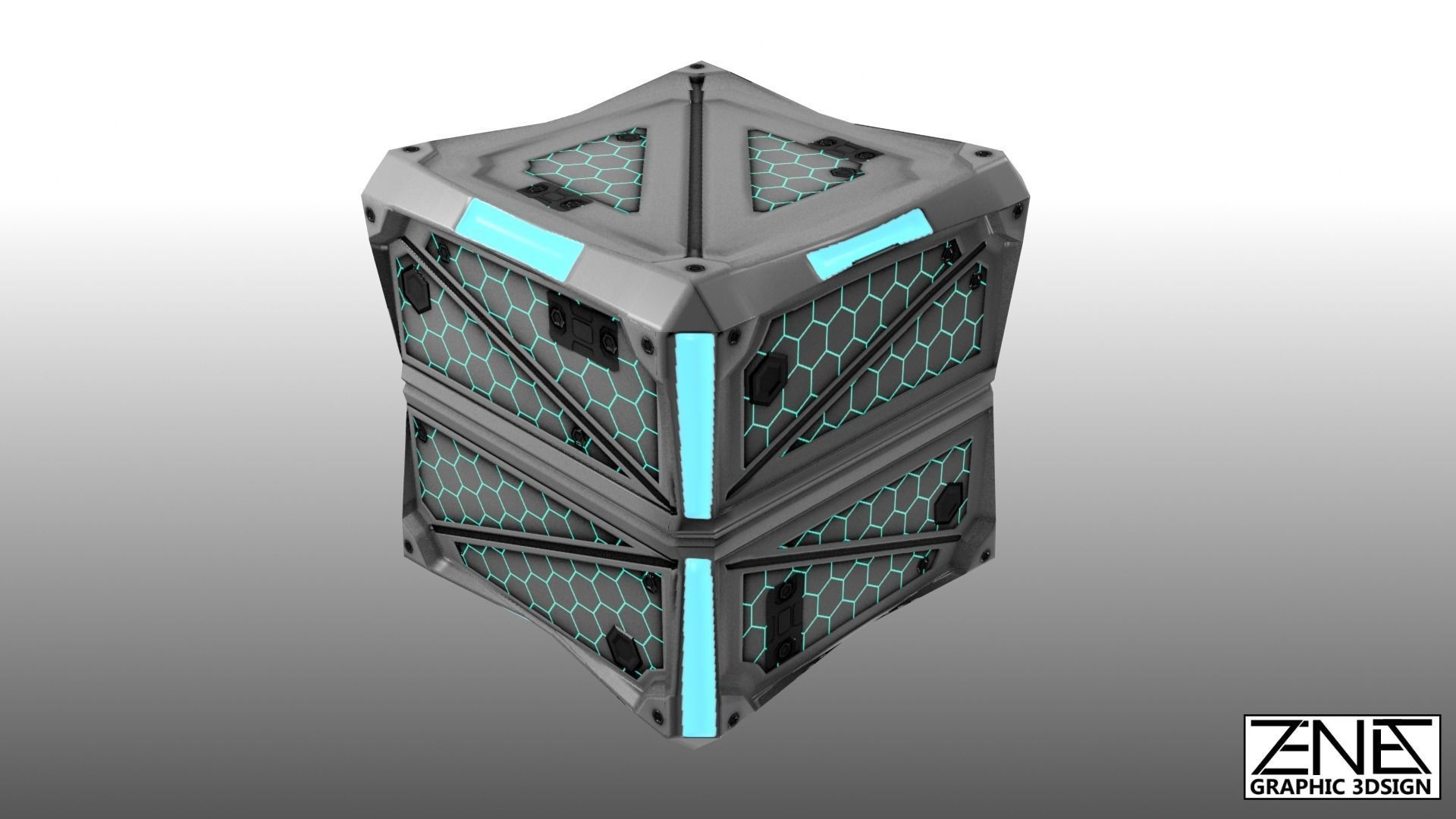 Game-Ready Futuristic Scifi-Steampunk Storage Container  Low-poly 3D model_1