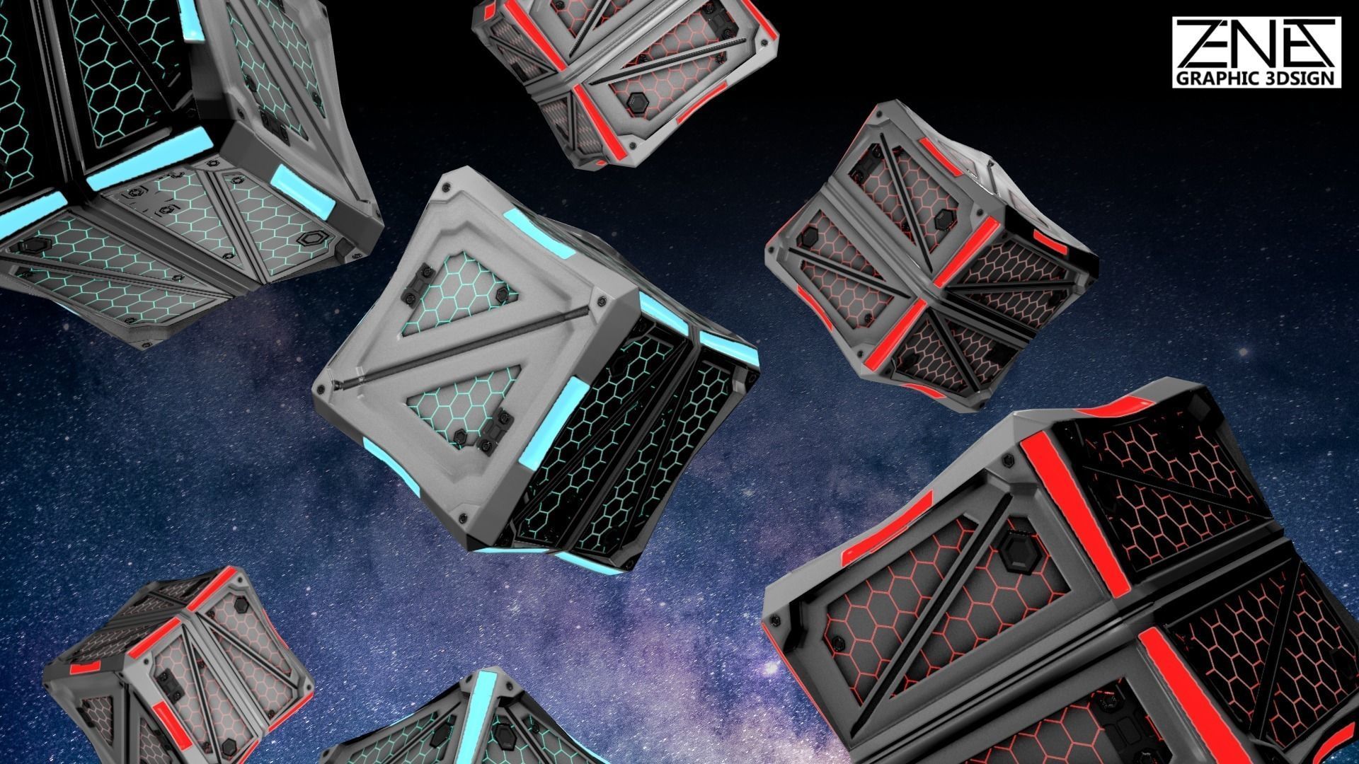 Game-Ready Futuristic Scifi-Steampunk Storage Container  Low-poly 3D model_0