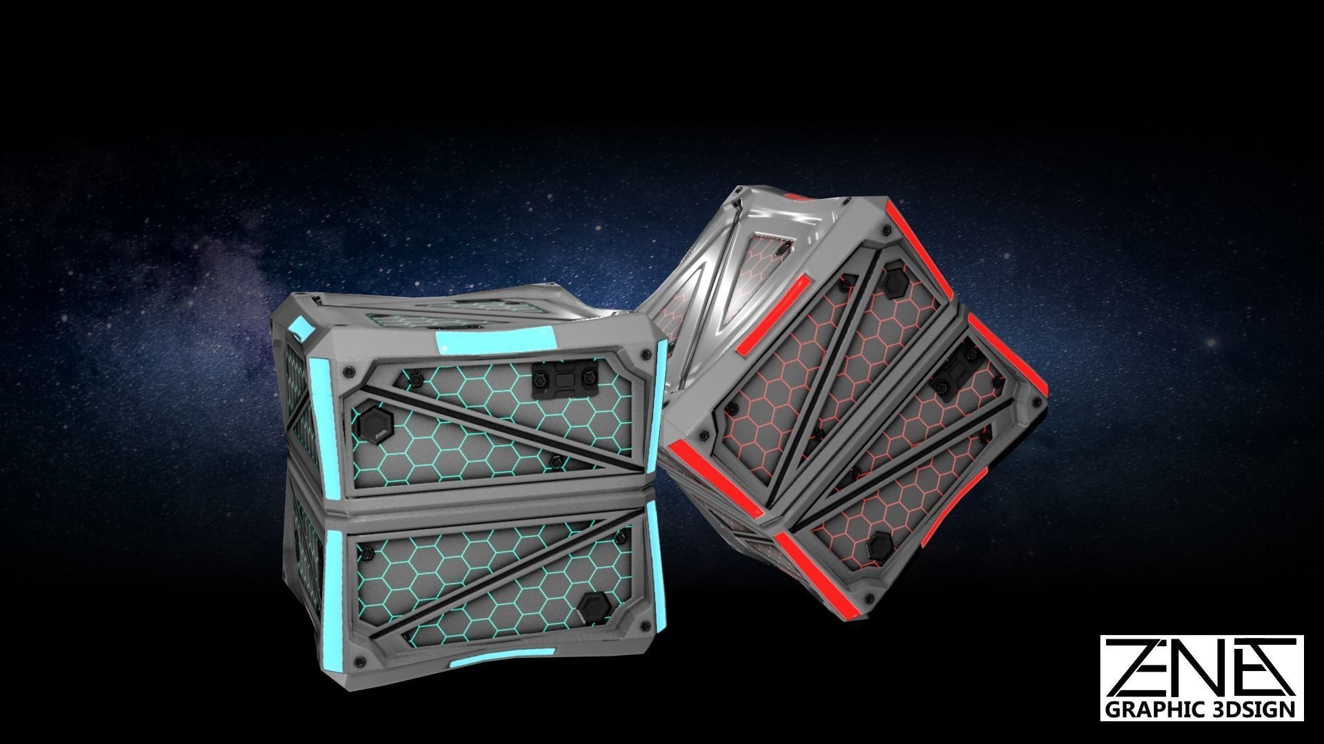 Game-Ready Futuristic Scifi-Steampunk Storage Container  Low-poly 3D model_5