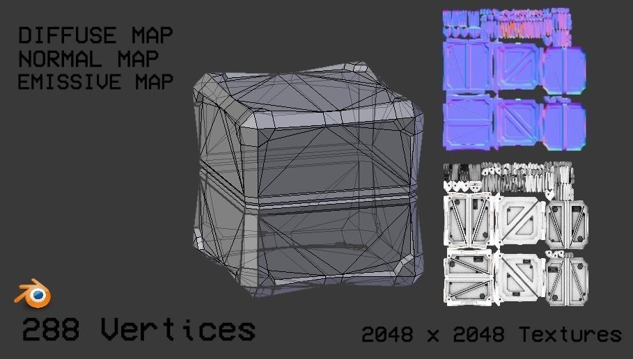 Game-Ready Futuristic Scifi-Steampunk Storage Container  Low-poly 3D model_2