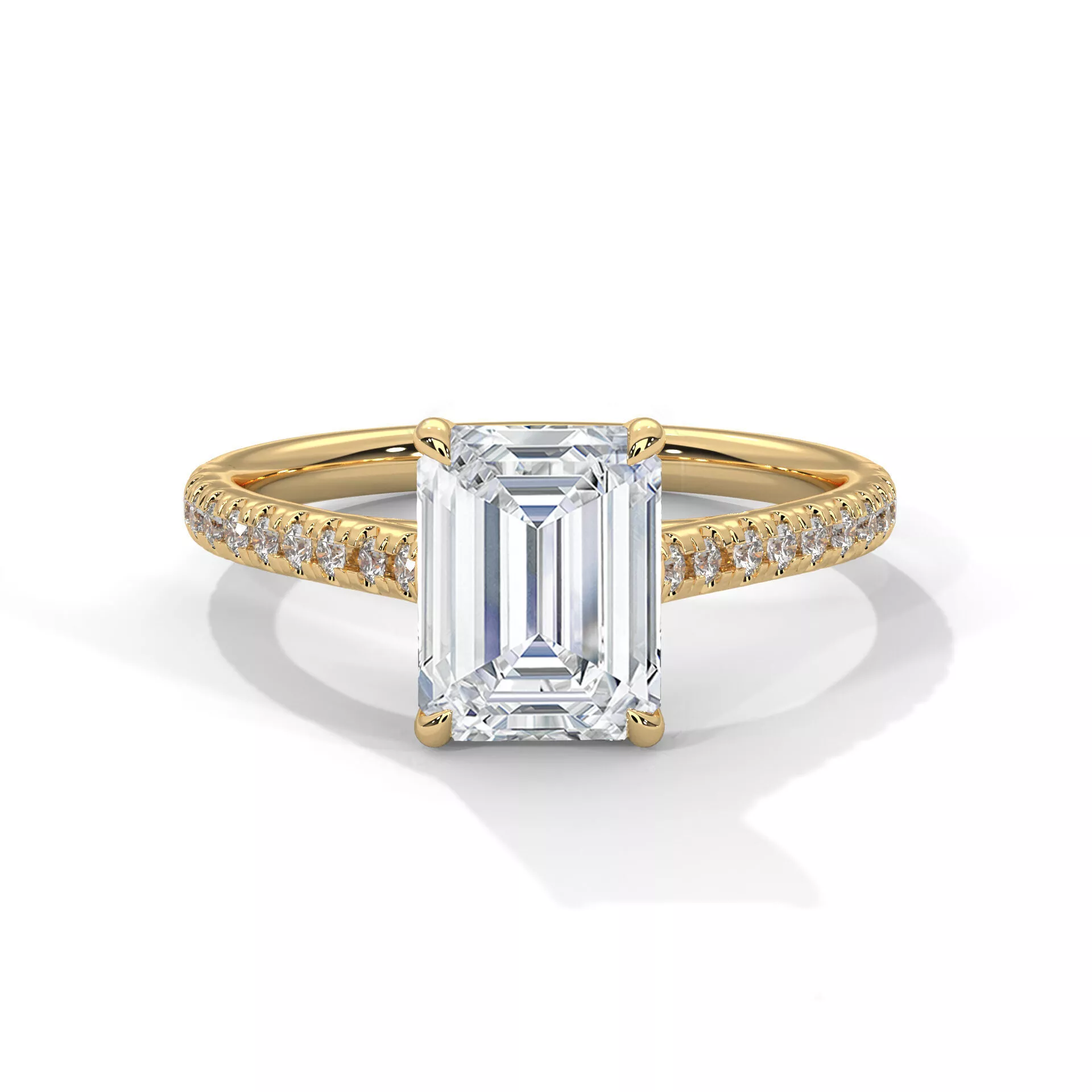 Smooth Emerald Round Pave Band Jewelry Ring Gold Platinum CAD 3D print model