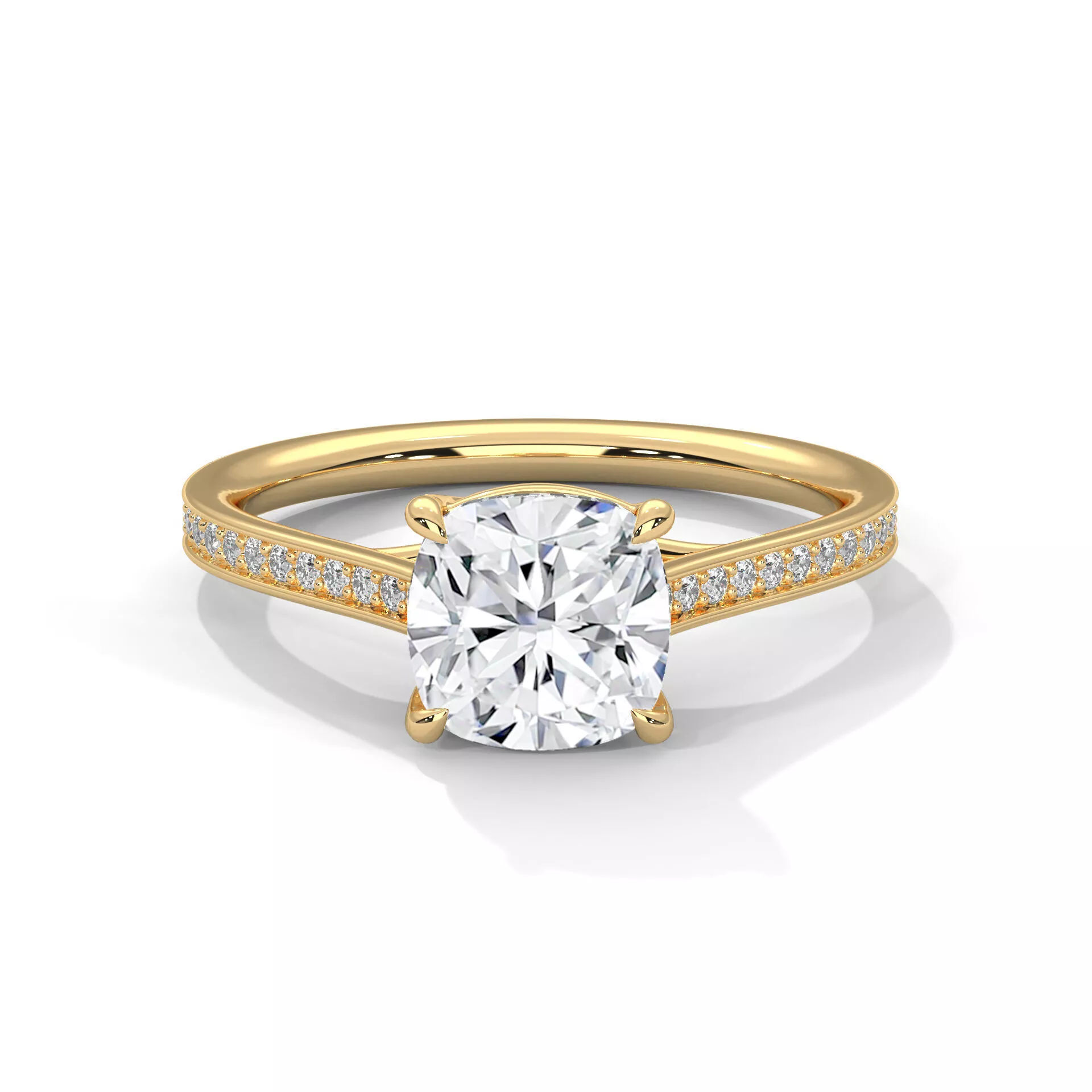Excellent Cushion Round Diamonds Pave Band Ring in Gold Platinum 3D print model