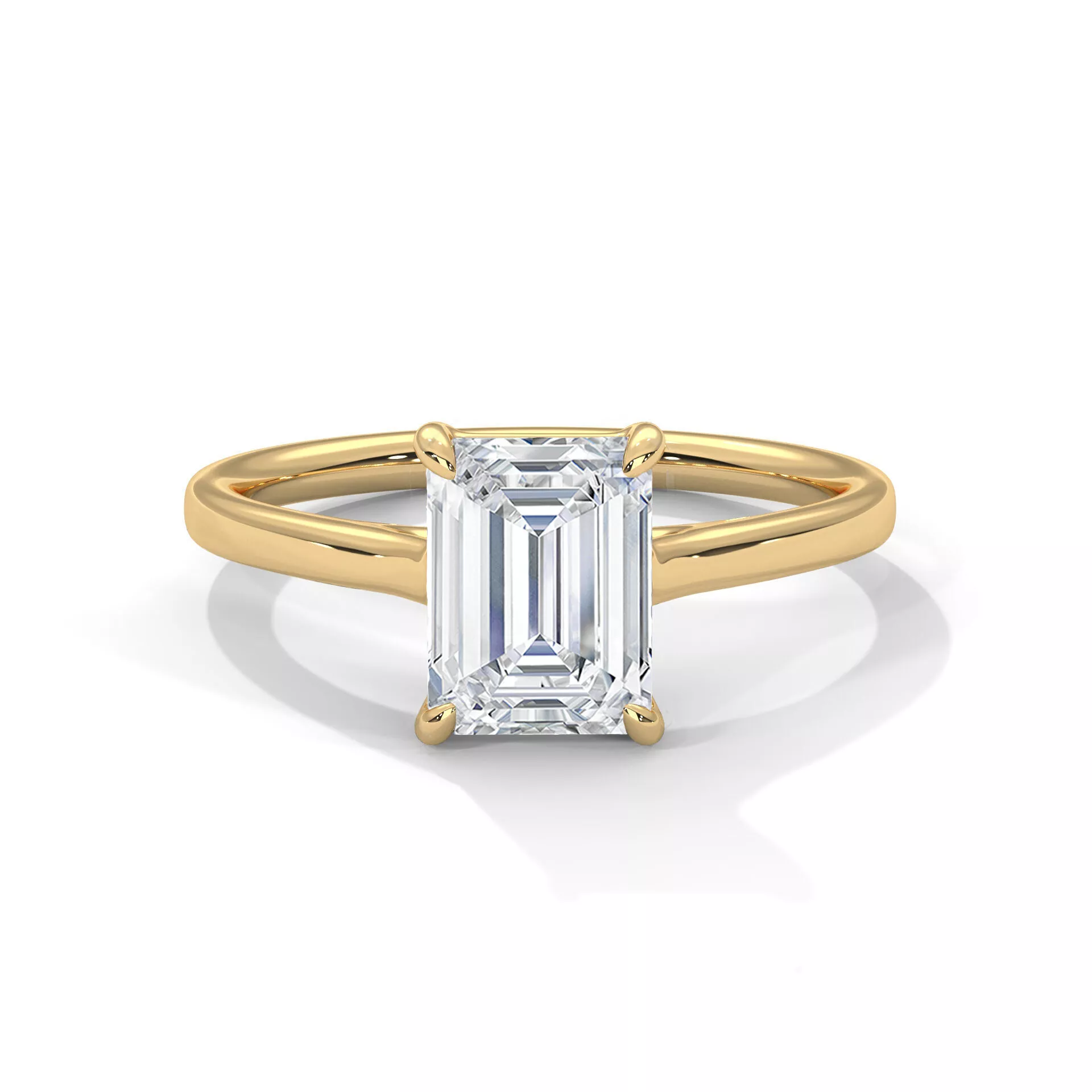 Elegant Emerald Diamond Solitaire Ring Jewelry Gold Platinum CAD 3D print model