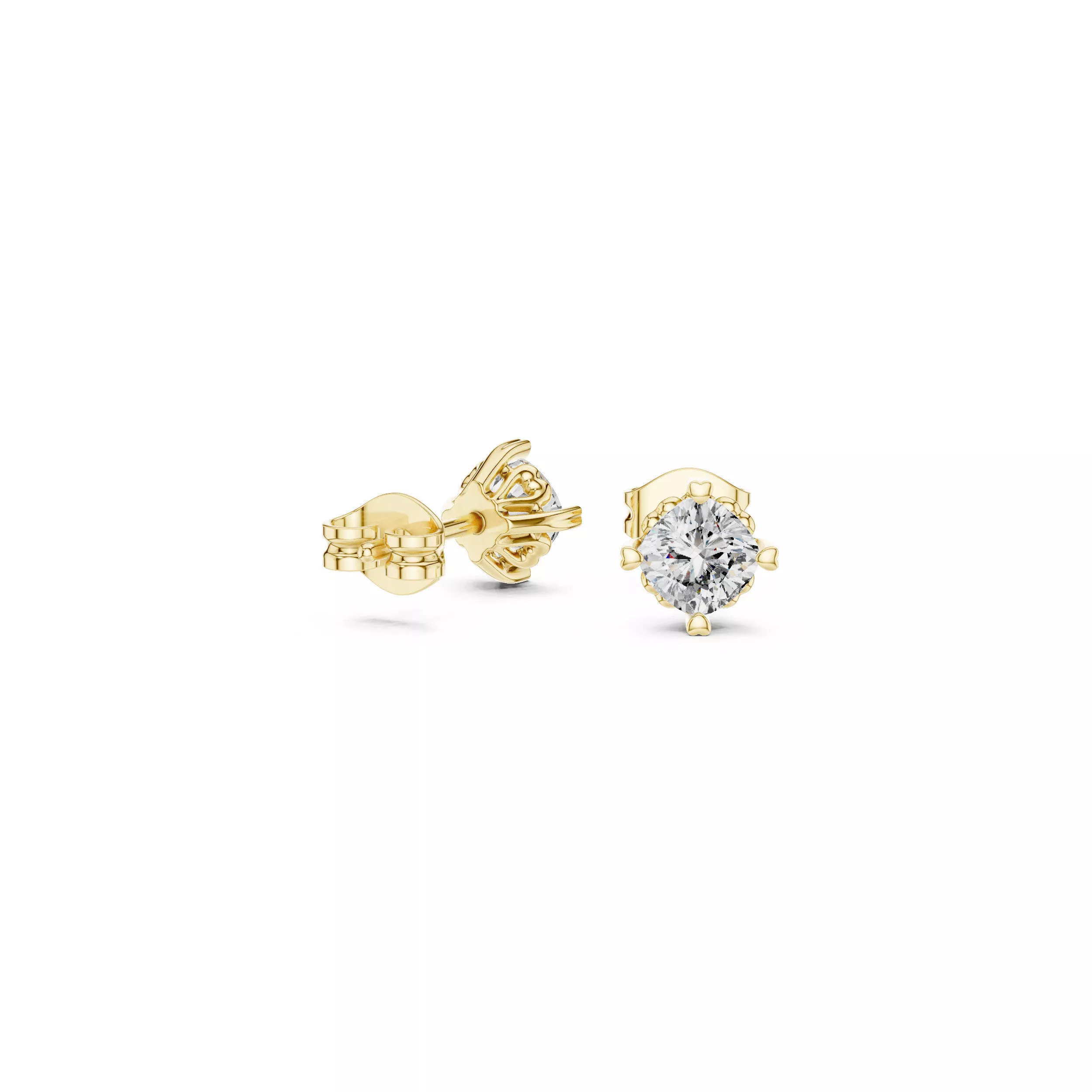 Minimal Elegant Stud Earrings Studs Gold Platinum Diamonds CAD 3D print model