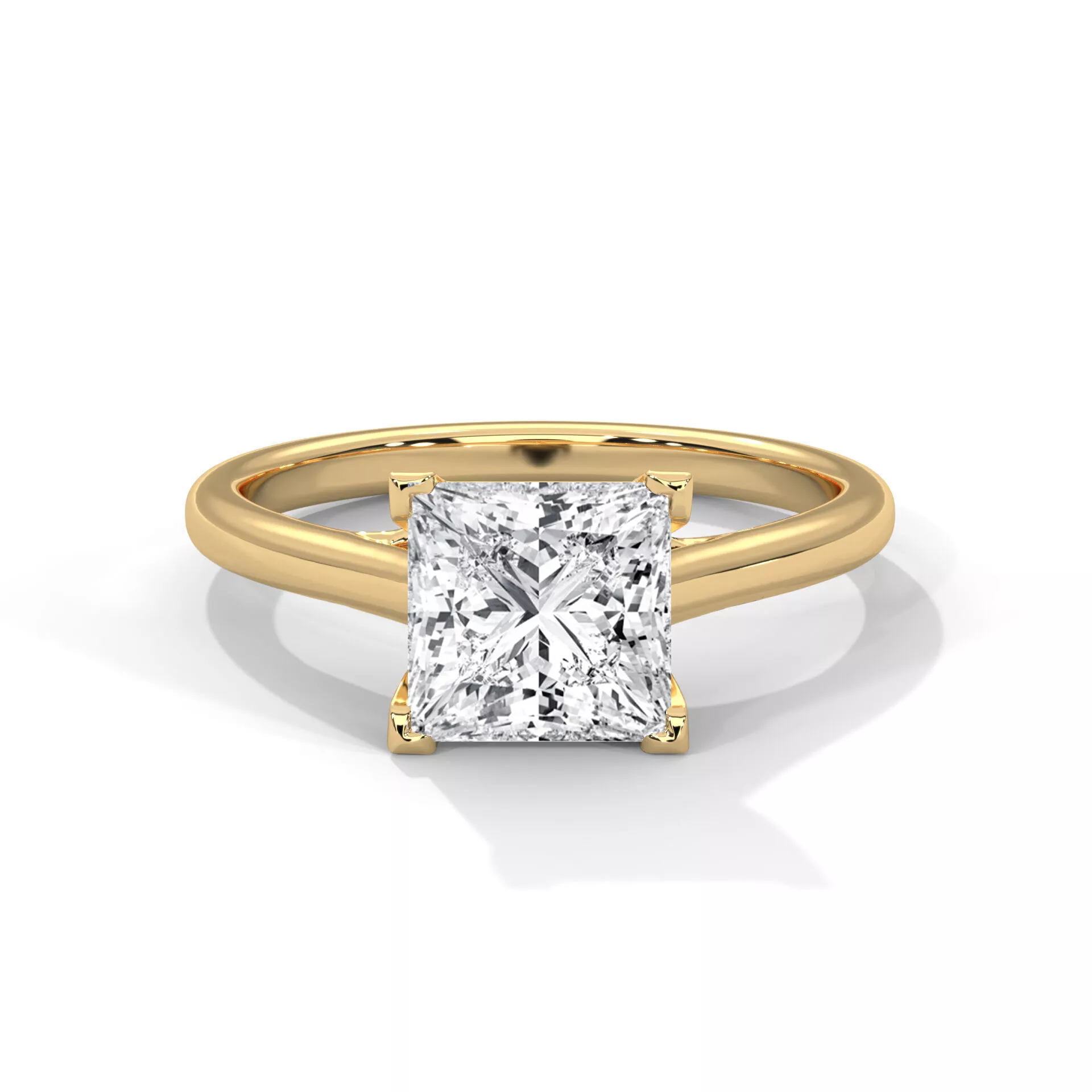 Special Princess Cut Diamond Gold Platinum Ring STL 3DM 3D print model