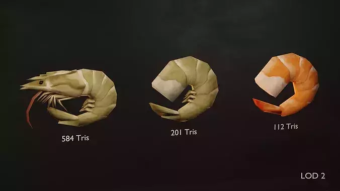 Stylized Shrimp Pack - Game Ready - Includes 4 LOD Levels Low-poly 3D model 6