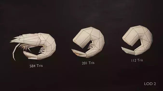 Stylized Shrimp Pack - Game Ready - Includes 4 LOD Levels Low-poly 3D model 7