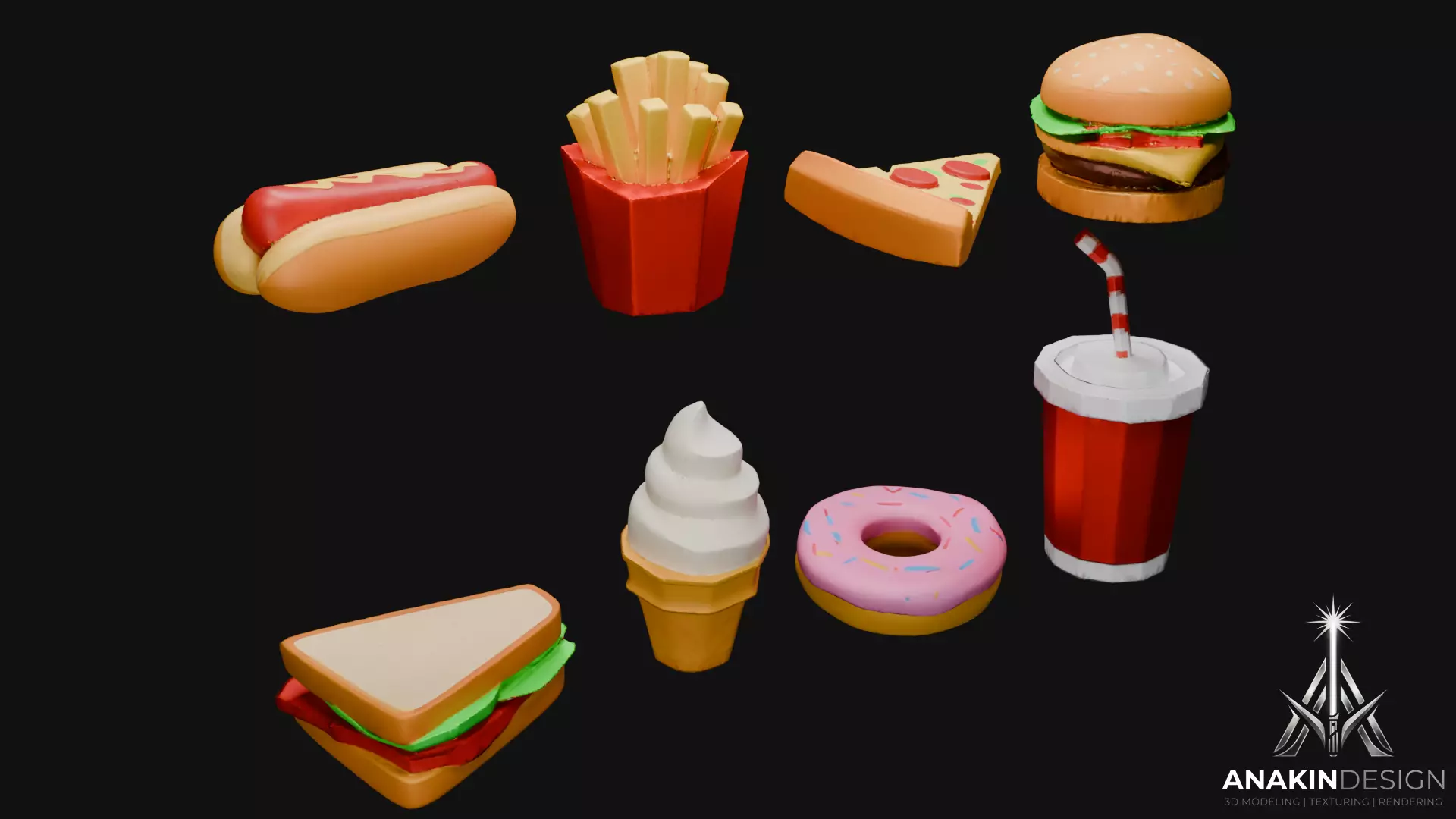 Fast Food Pack-1 3D Model 3D model