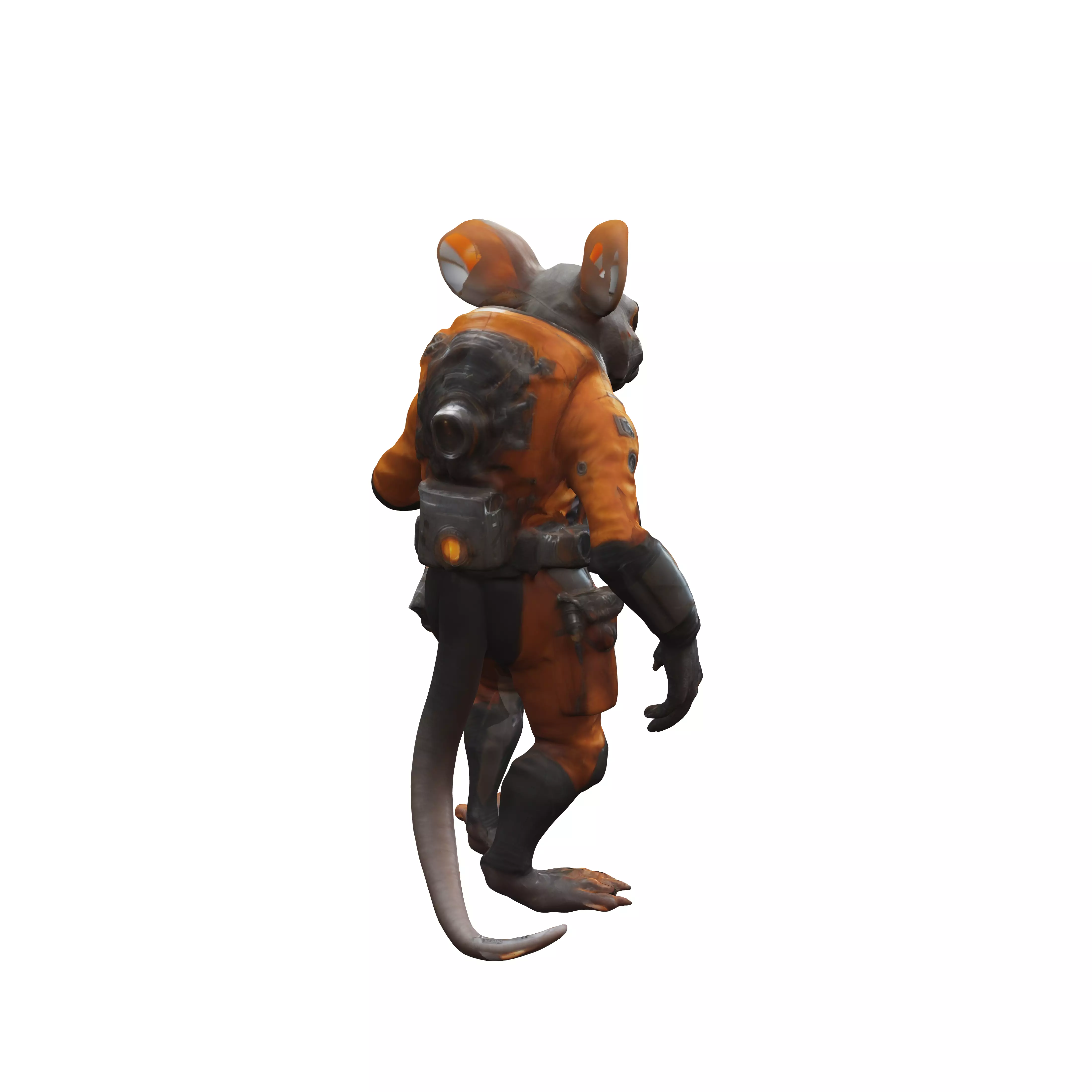 scifi humanoid rat technologist skinny and tall body tight sp... 3D model