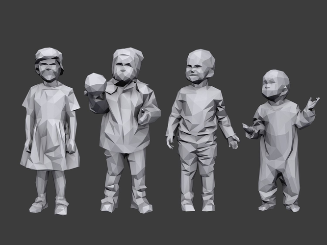 Lowpoly Children Pack Low-poly 3D model