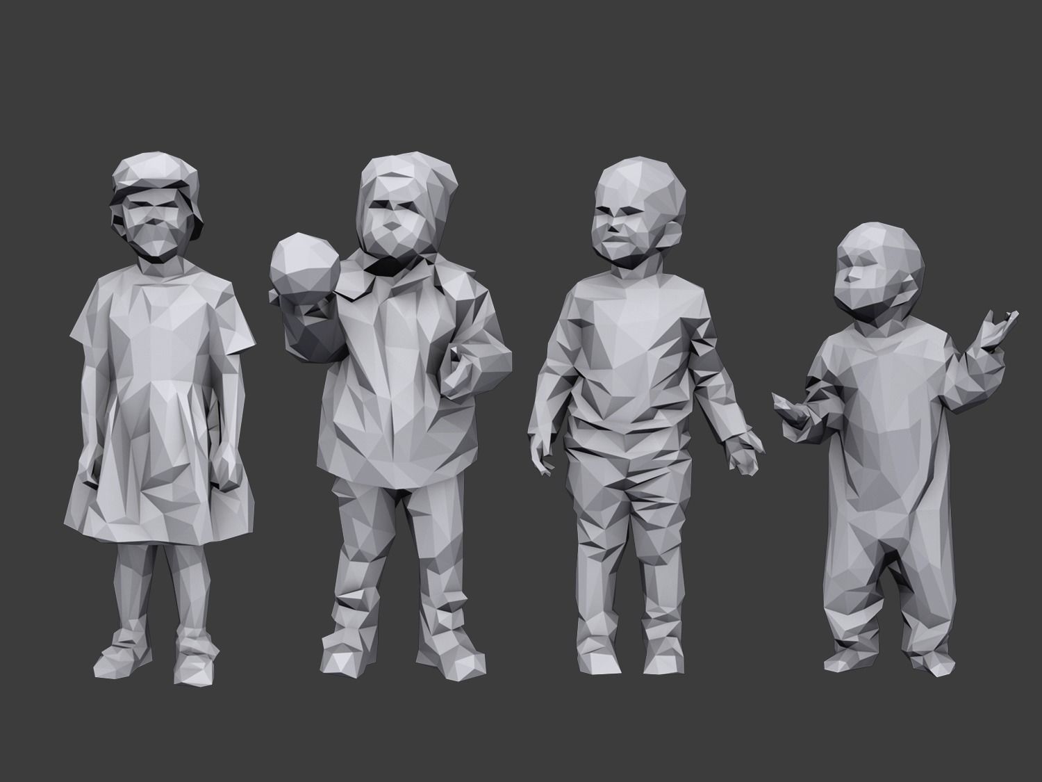 Lowpoly Children Pack Low-poly 3D model