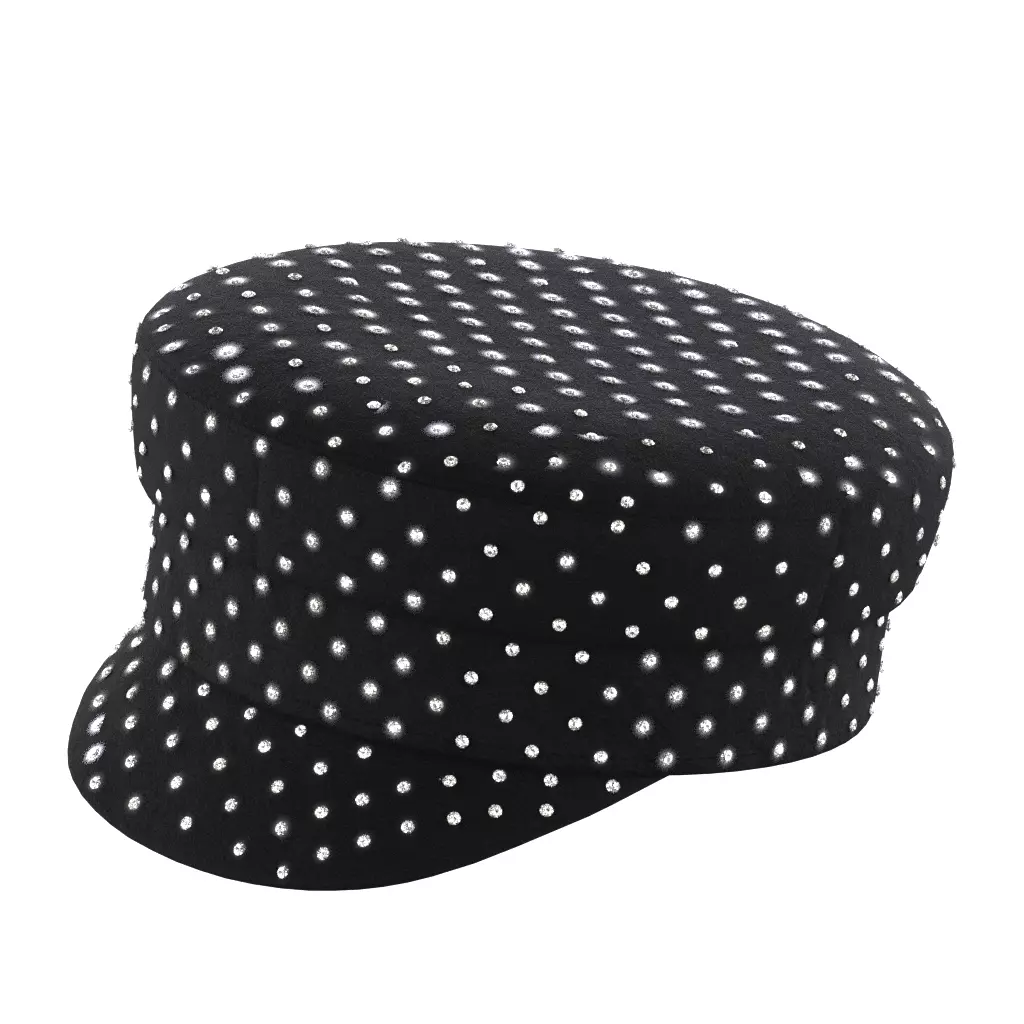 Ruslan Baginskiy Baker Boy Hat Black Wool Crystal Low-poly 3D model
