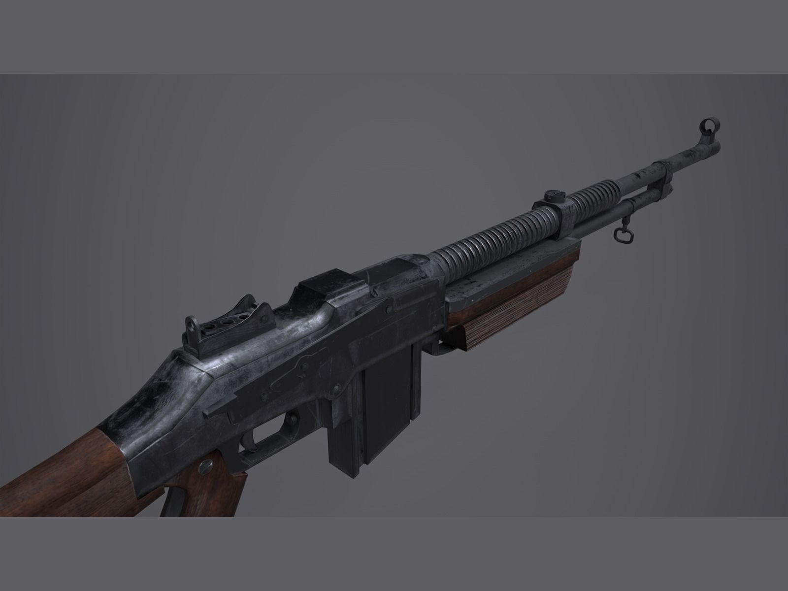 World War II - Browning wz 1928 - PBR and Game Ready Low-poly 3D model_11