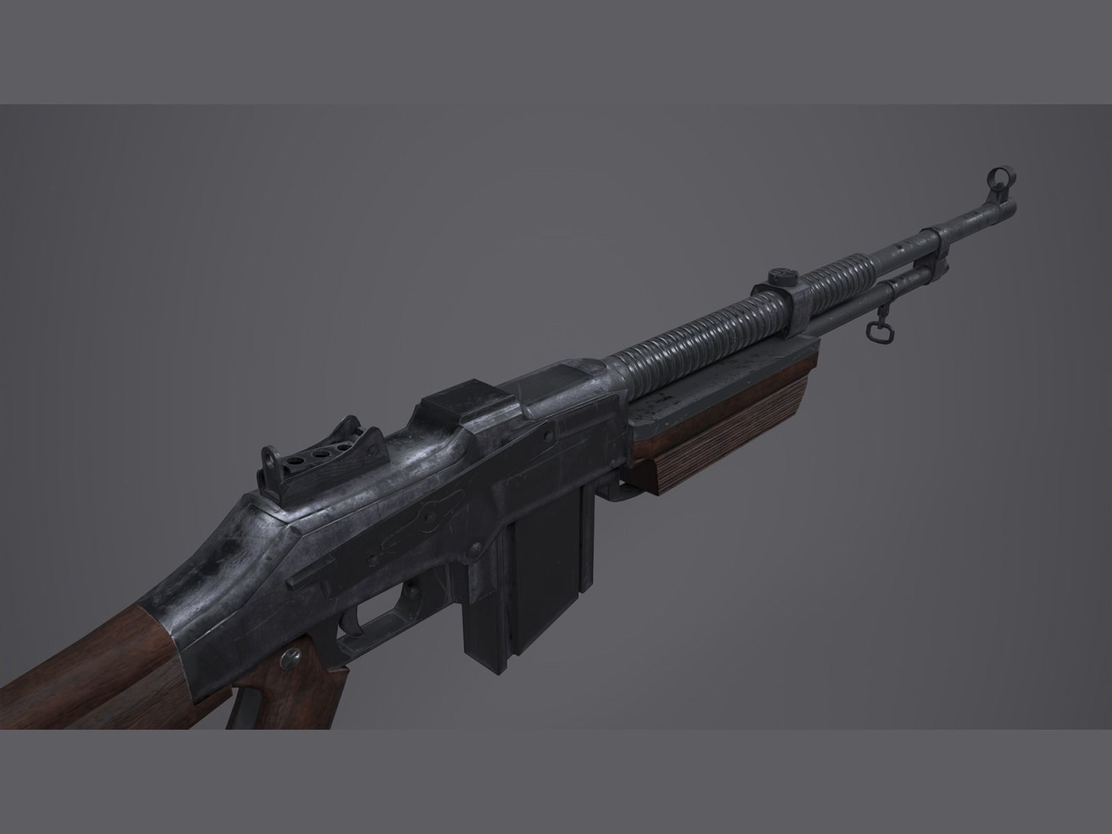 World War II - Browning wz 1928 - PBR and Game Ready Low-poly 3D model_10