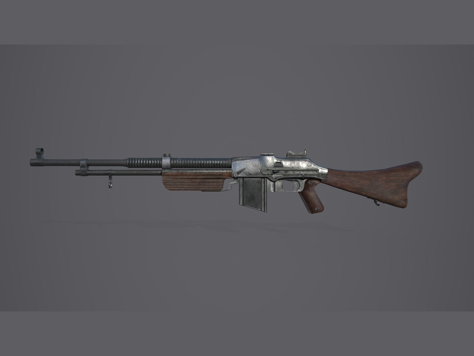 World War II - Browning wz 1928 - PBR and Game Ready Low-poly 3D model_4