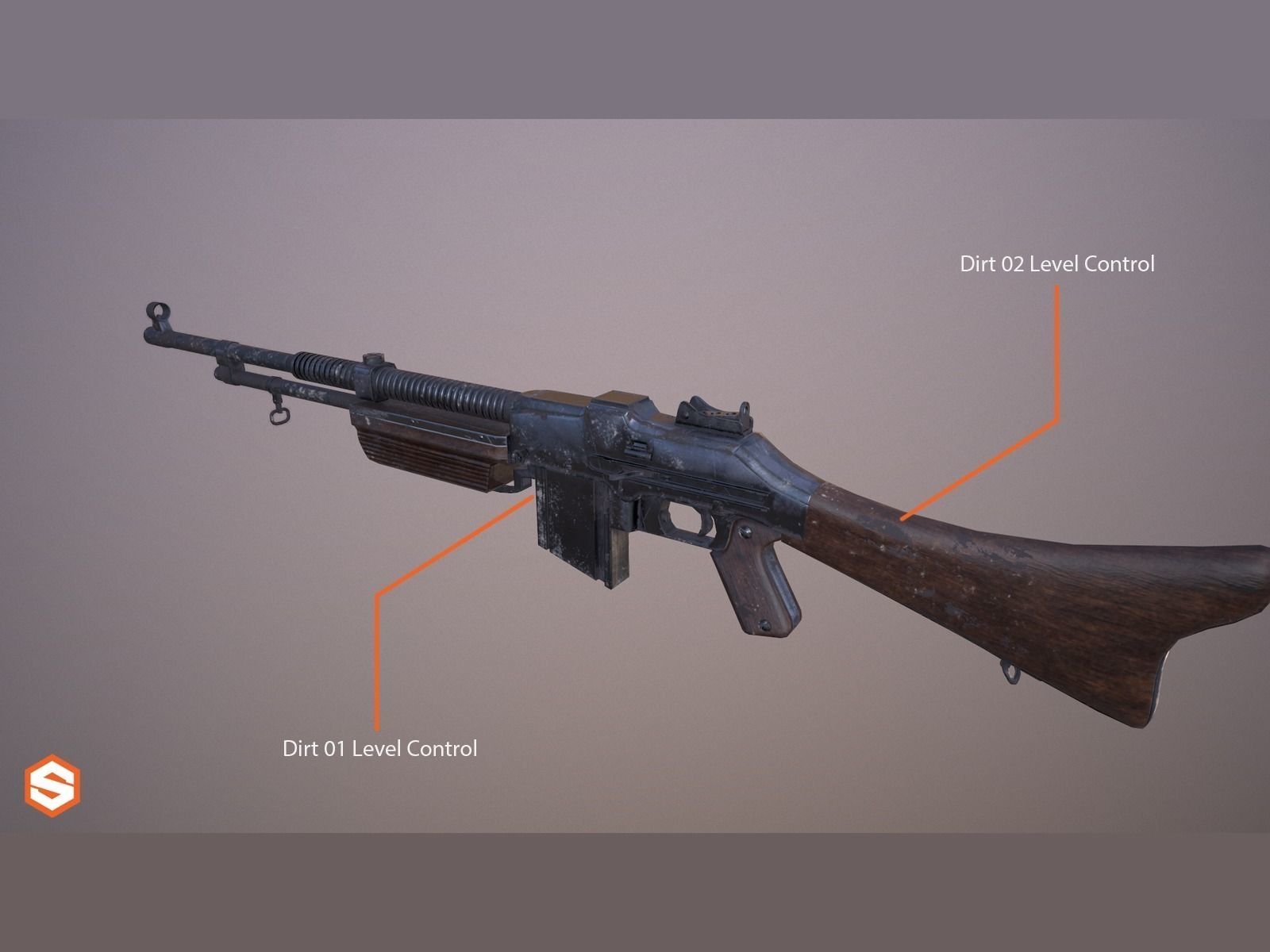 World War II - Browning wz 1928 - PBR and Game Ready Low-poly 3D model_1