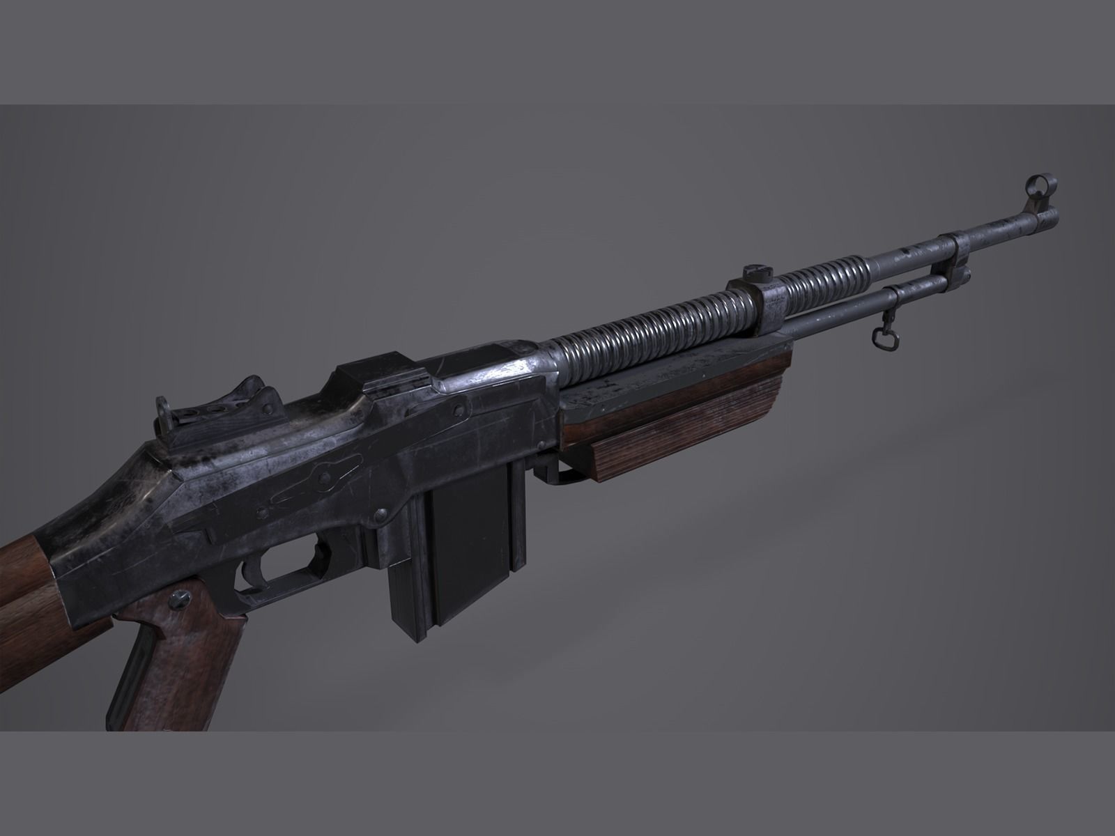 World War II - Browning wz 1928 - PBR and Game Ready Low-poly 3D model_9