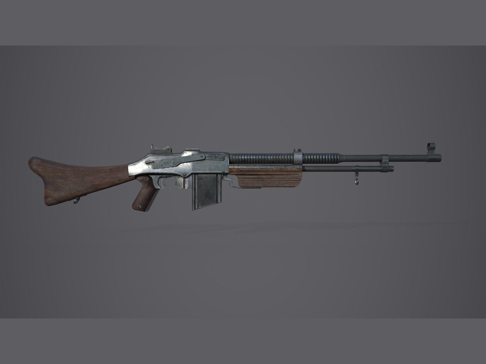 World War II - Browning wz 1928 - PBR and Game Ready Low-poly 3D model_5