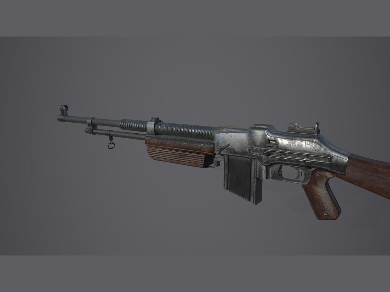 World War II - Browning wz 1928 - PBR and Game Ready Low-poly 3D model_7