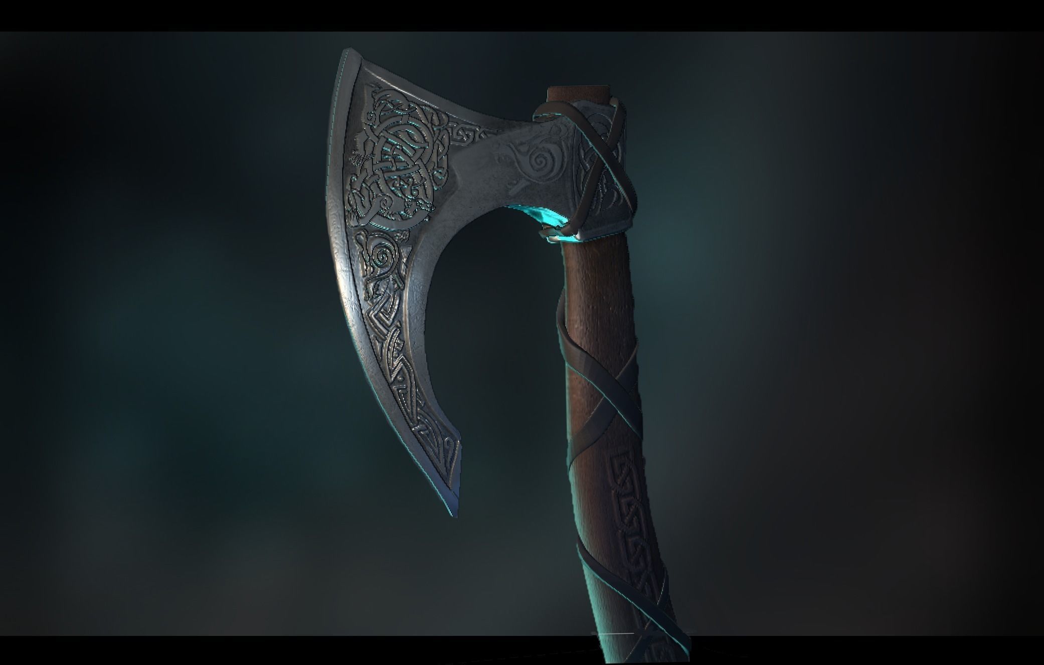 Skeggox Viking Bearded Battle Axe Low-poly 3D model_2