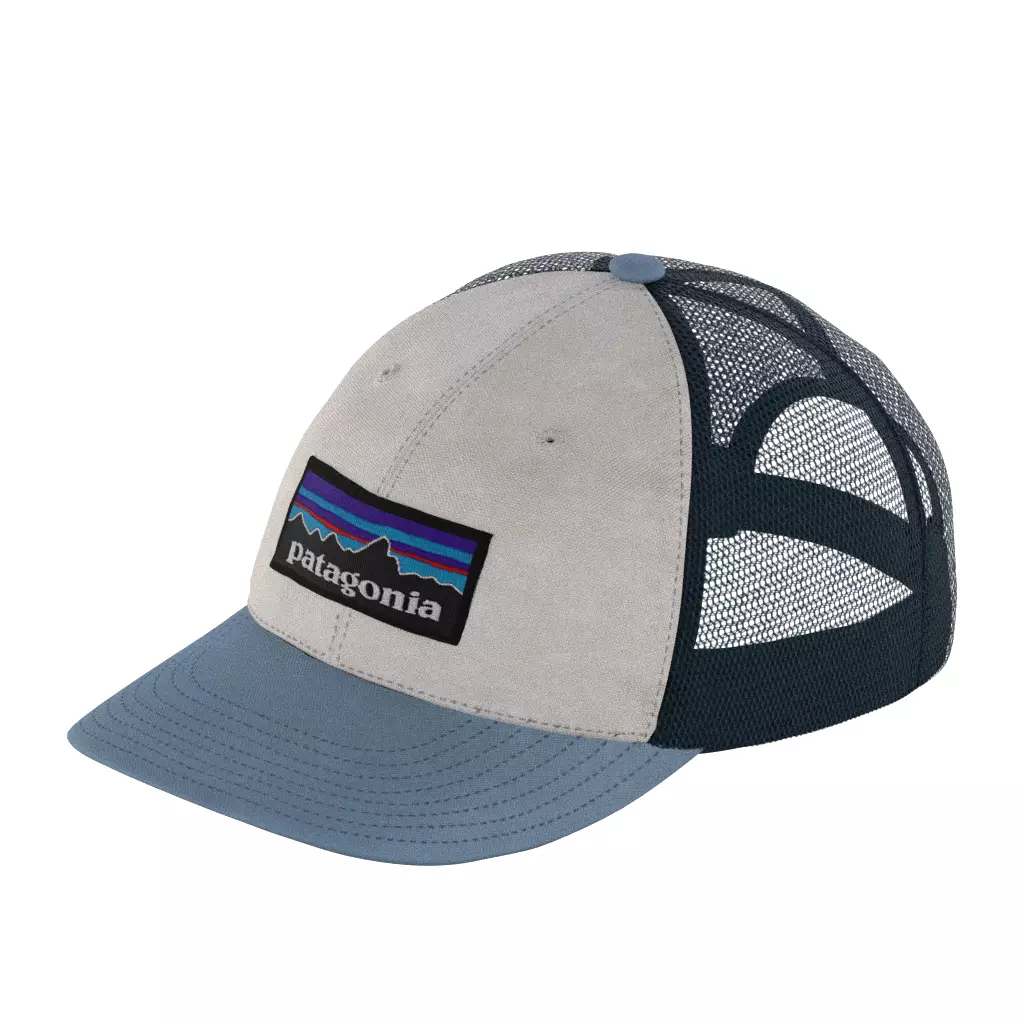 Patagonia P-6 Logo Trucker Hat White Light Plume Grey Low-poly 3D model