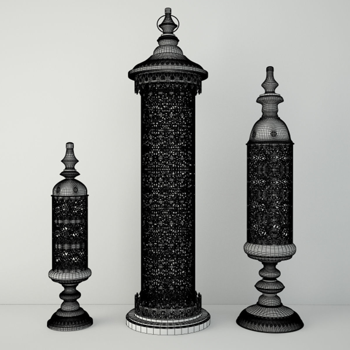 Cylinder Lanterns 3D model_2