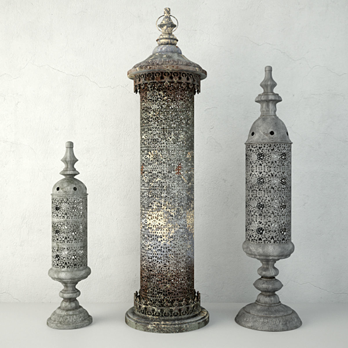 Cylinder Lanterns 3D model_1
