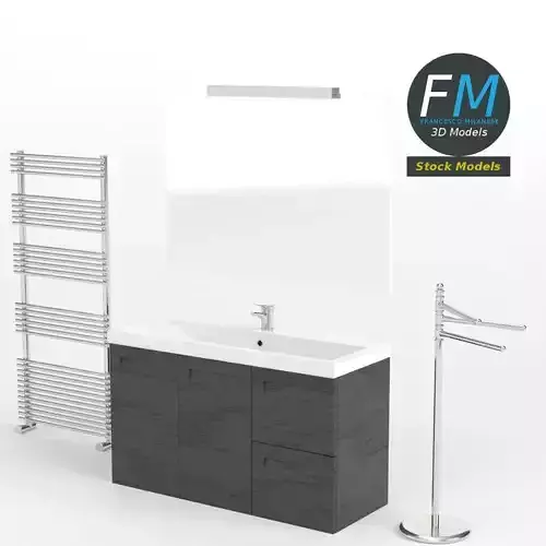 Washbasin set 1 bathroom vanity with mirror and towel rack