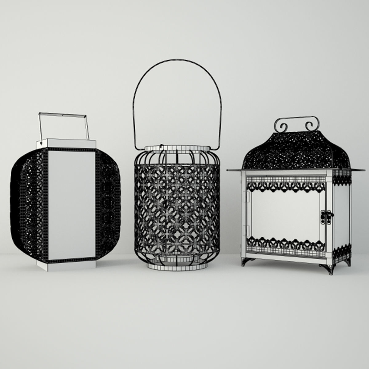 Metal Lanterns 2 3D model_2