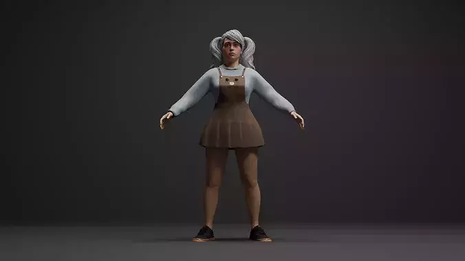 Cute Stylized Female Rigged with Animations and Blendshapes