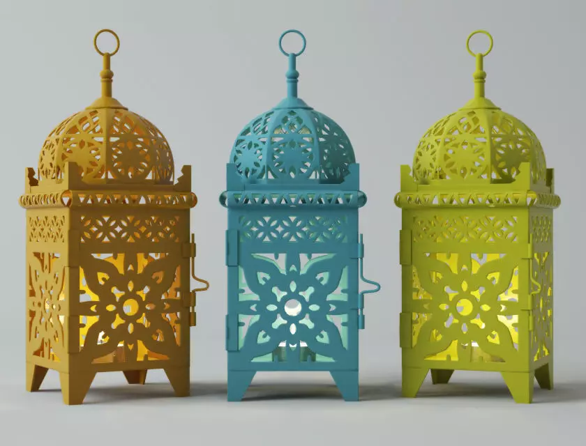 Moroccan Lantern Set 3D model_0