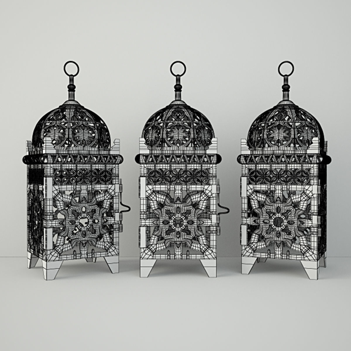 Moroccan Lantern Set 3D model_2