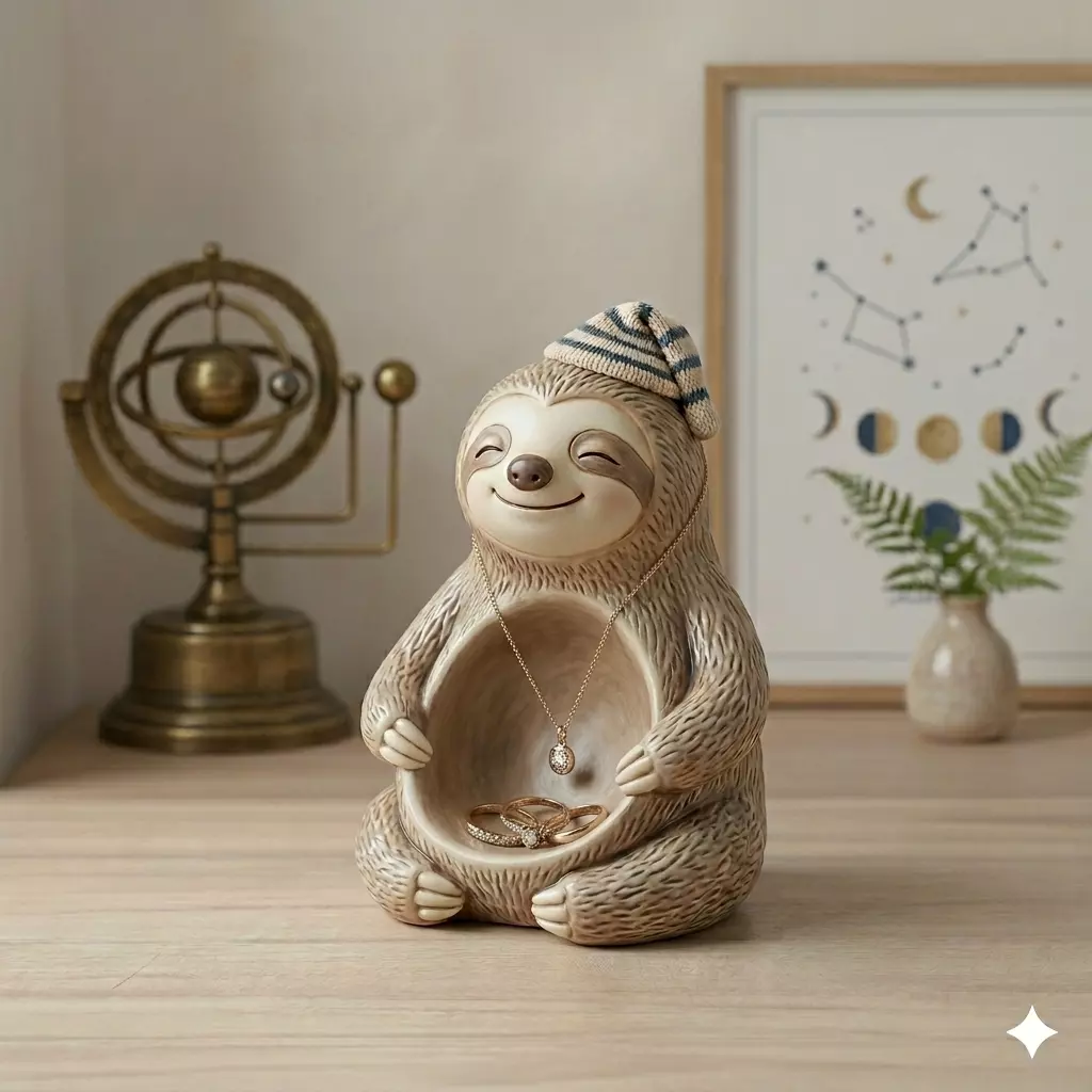 Zen Sloth Jewelry Organizer STL File 3D print model