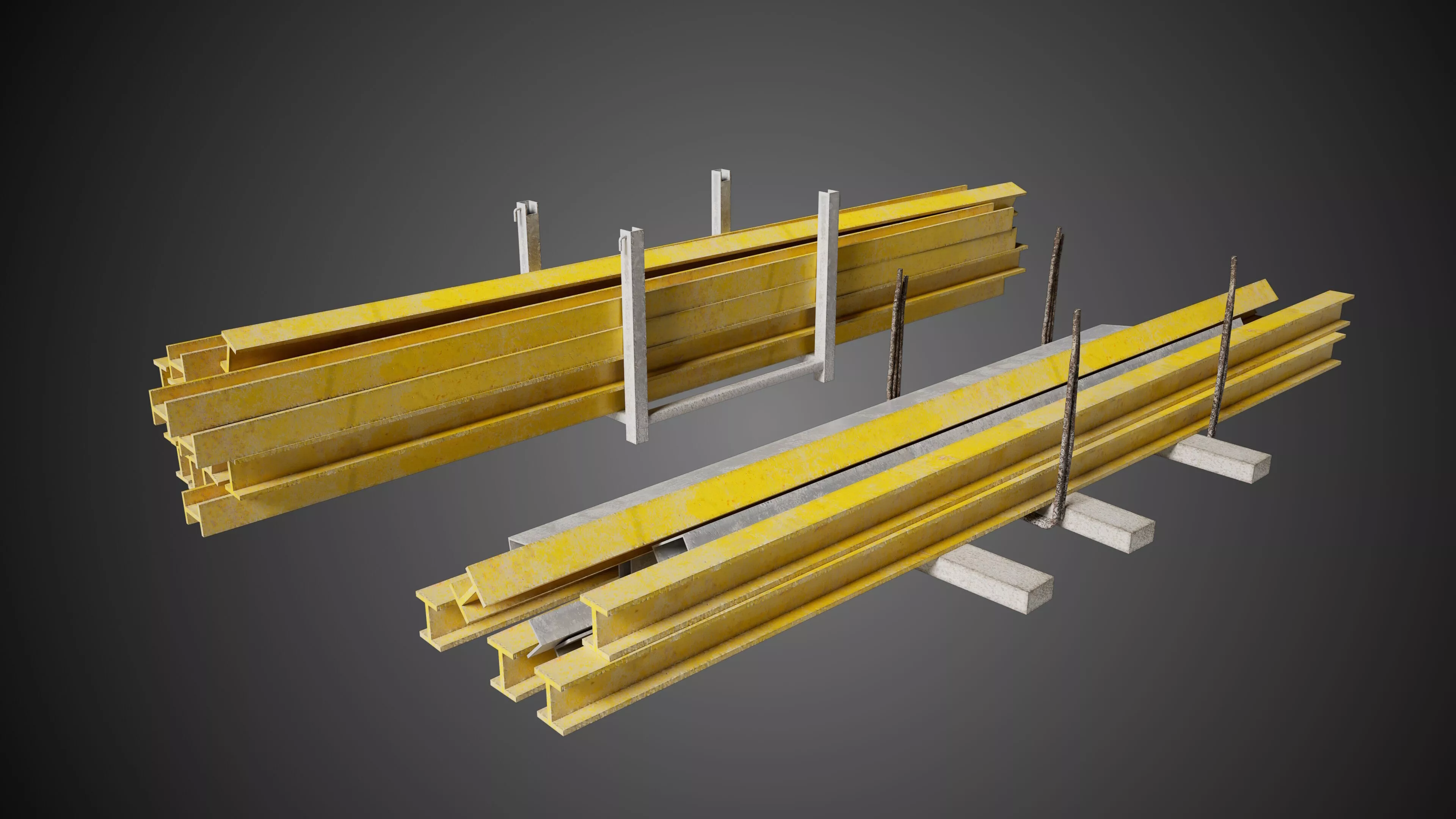 Metal Steel Beams Industrial Prop Low-poly 3D model