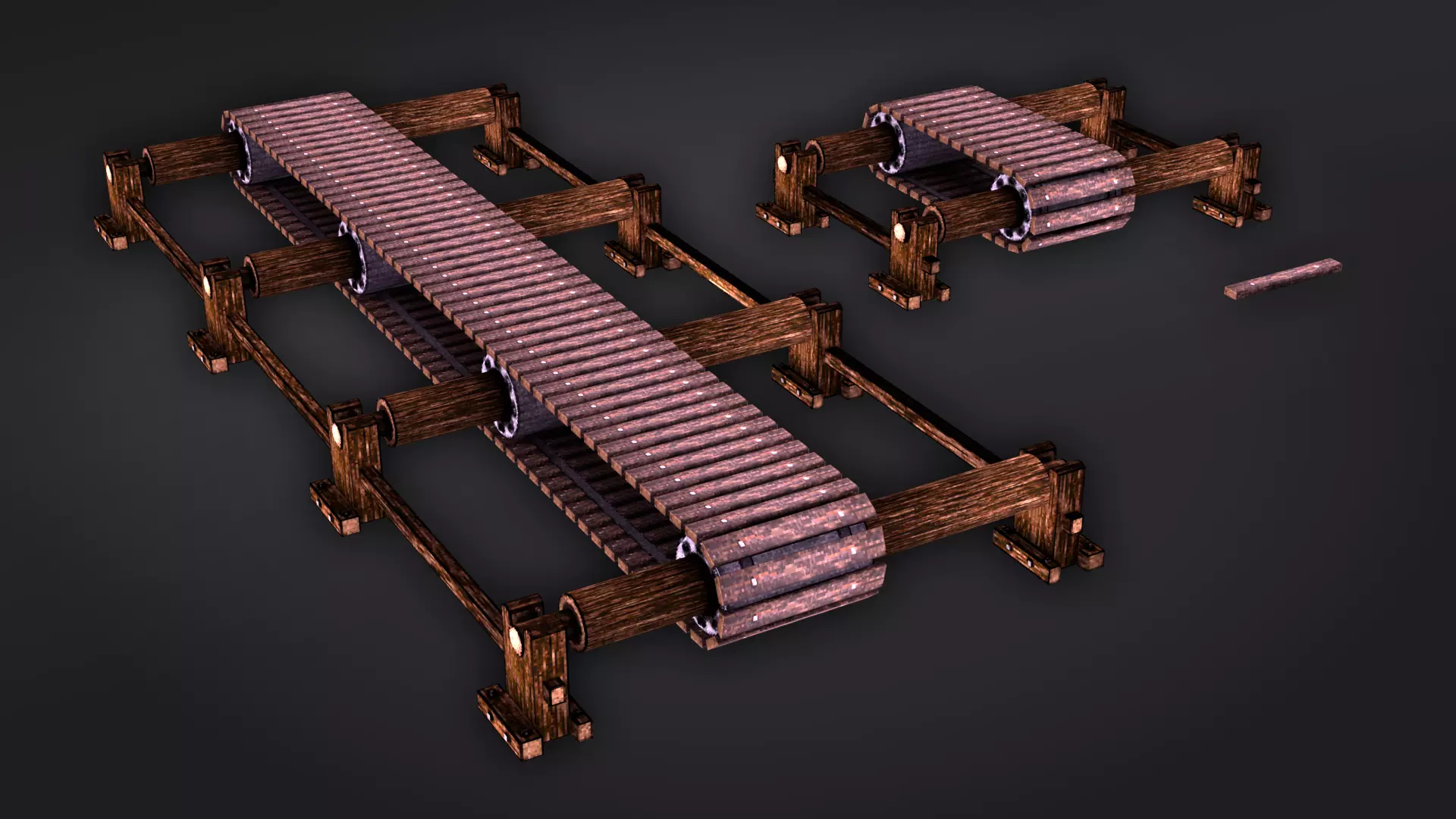 Wooden Conveyor Mechanism Pixelstyle Medieval Prop Low-poly 3D model