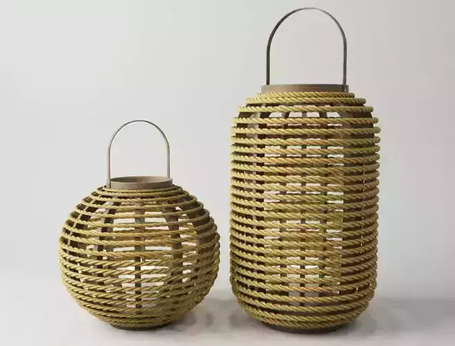Bamboo and Jute Lanterns 3D model