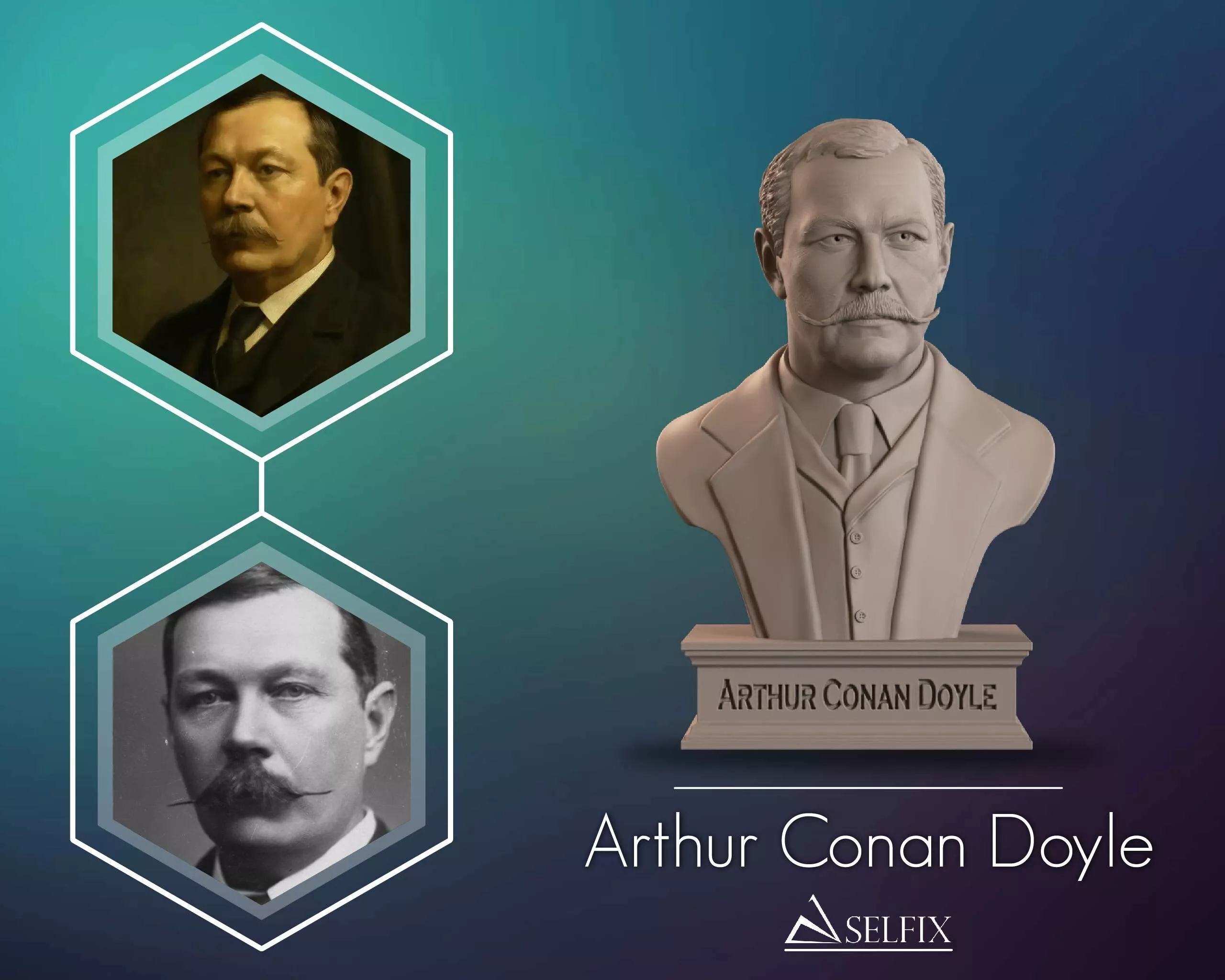 Arthur Conan Doyle Bust Sculpture 3D print model