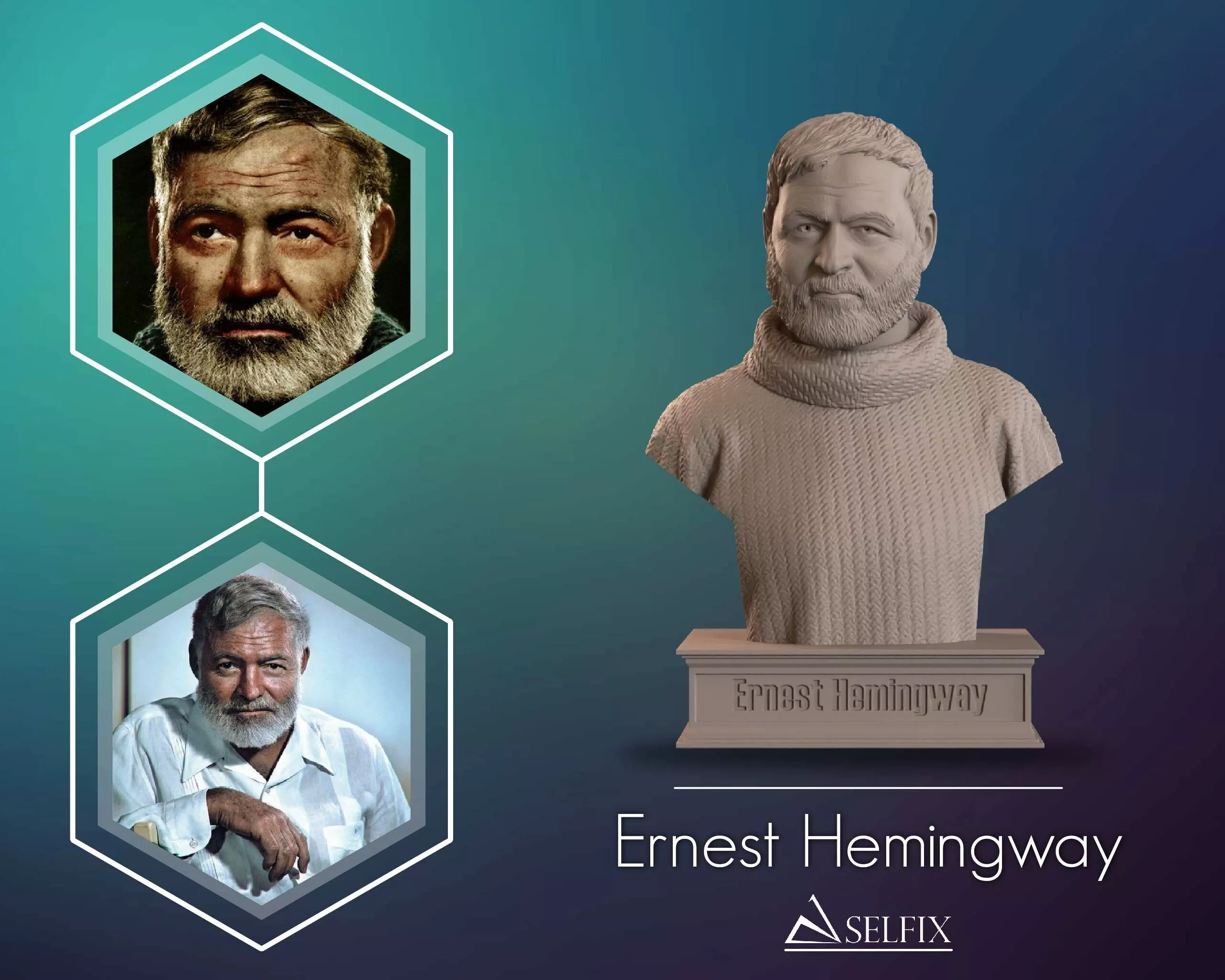 Ernest Hemingway Bust Sculpture 3D print model