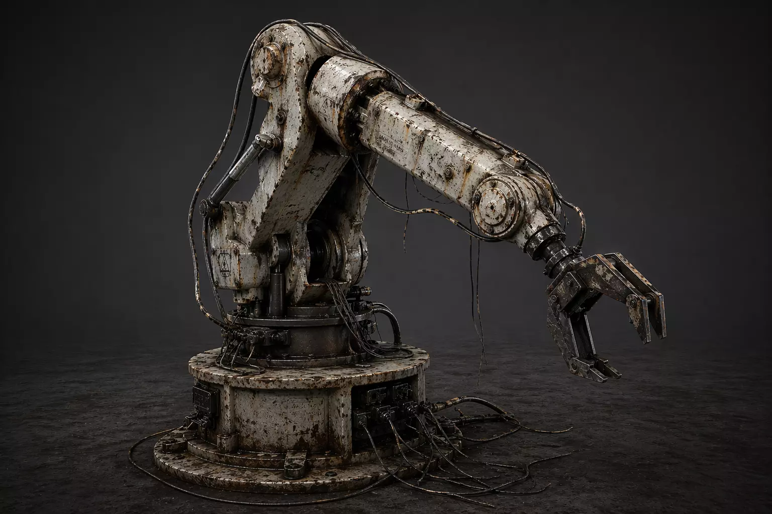 Abandoned Industrial Robot Arm Rusty Damaged Machine 3D model