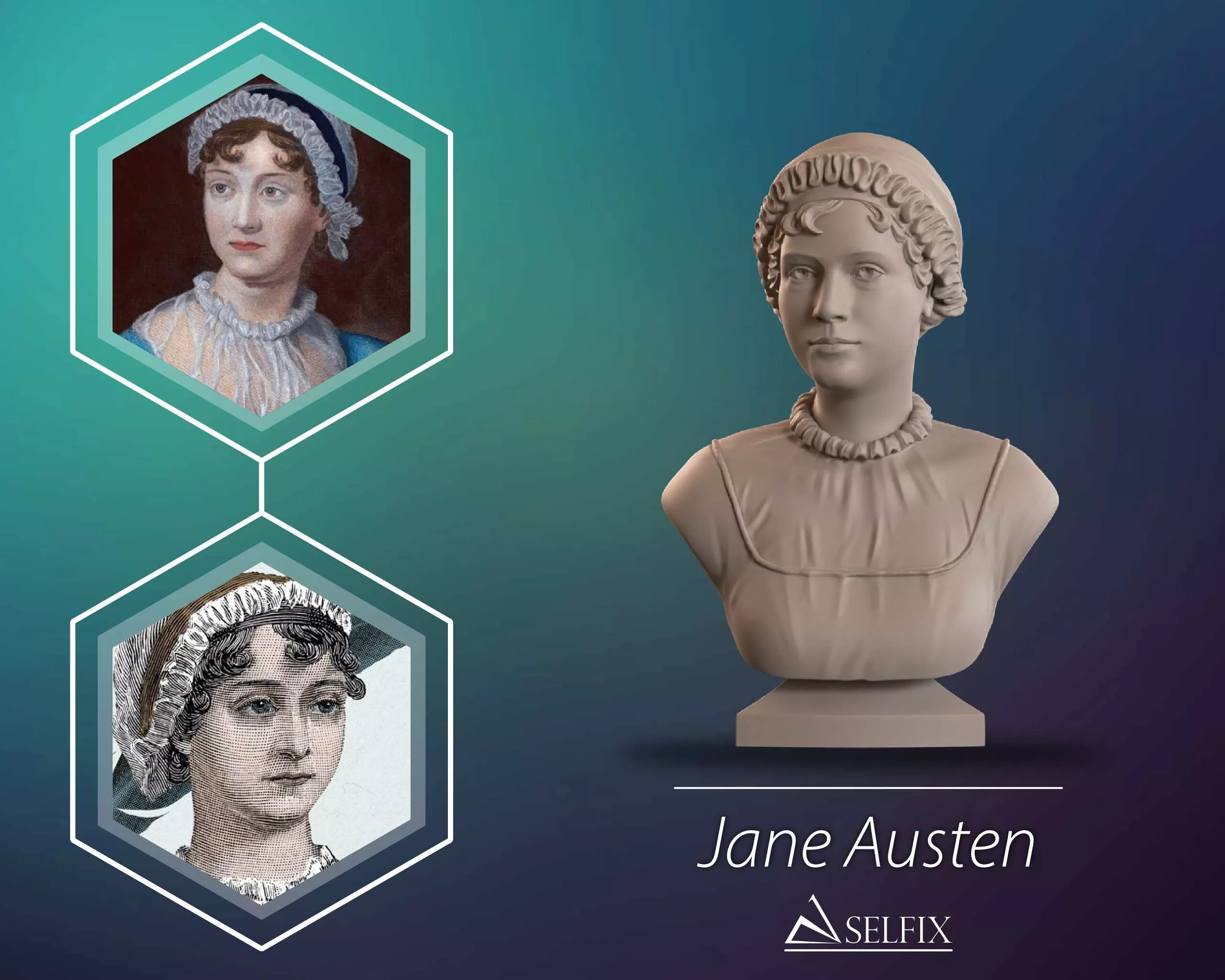 Jane Austen Bust Sculpture 3D print model