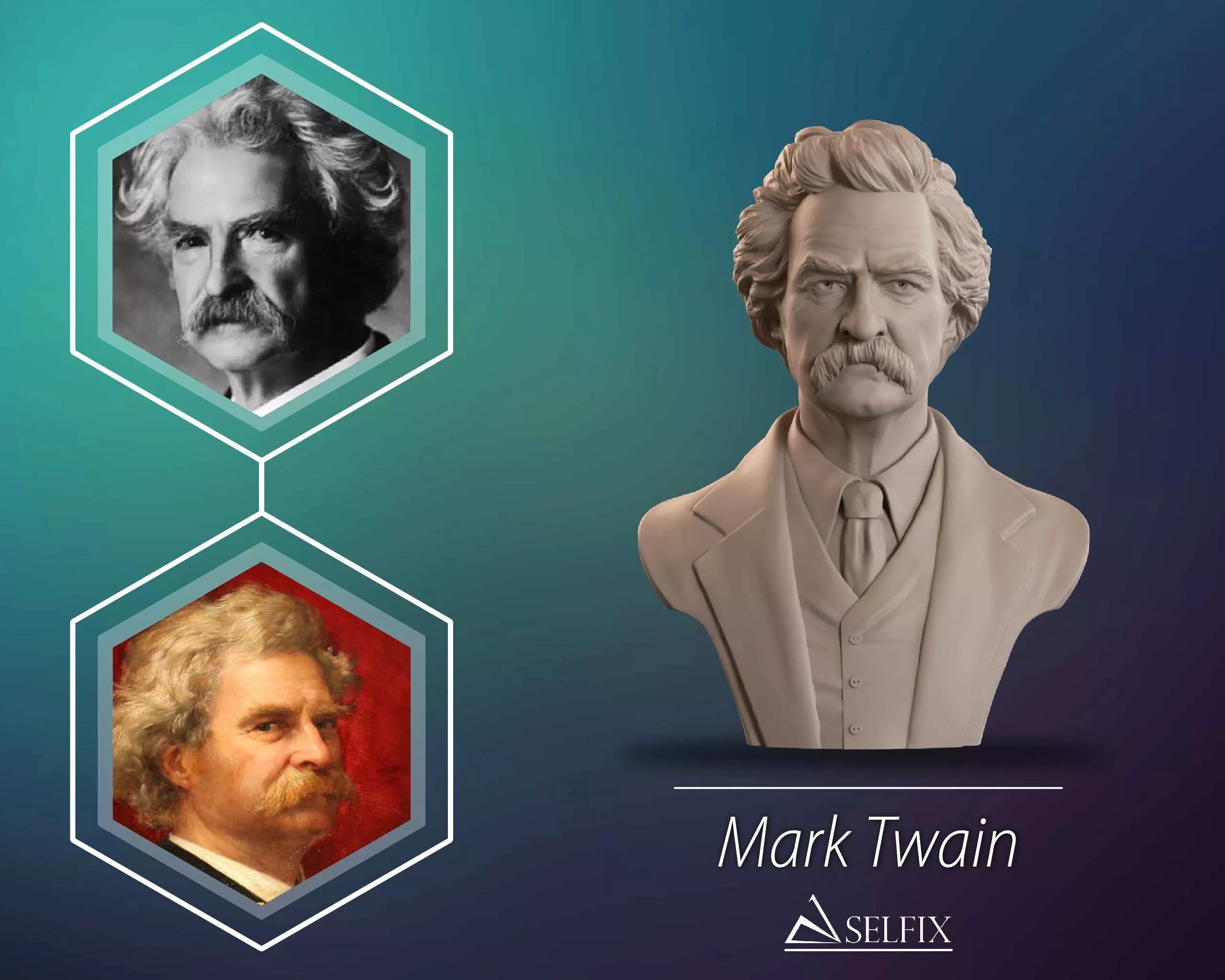 Mark Twain Bust Sculpture 3D print model