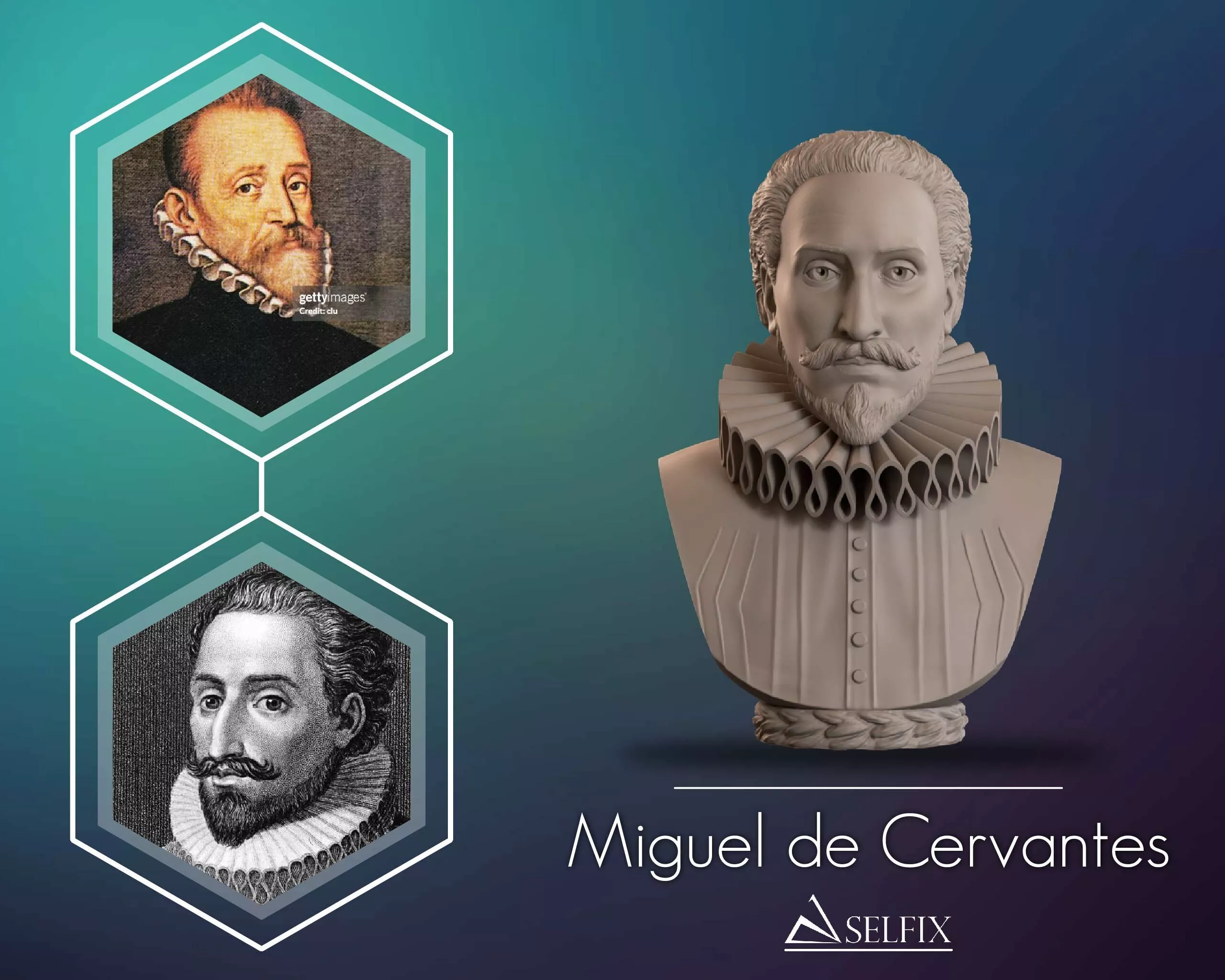 Miguel de Cervantes Bust Sculpture 3D print model