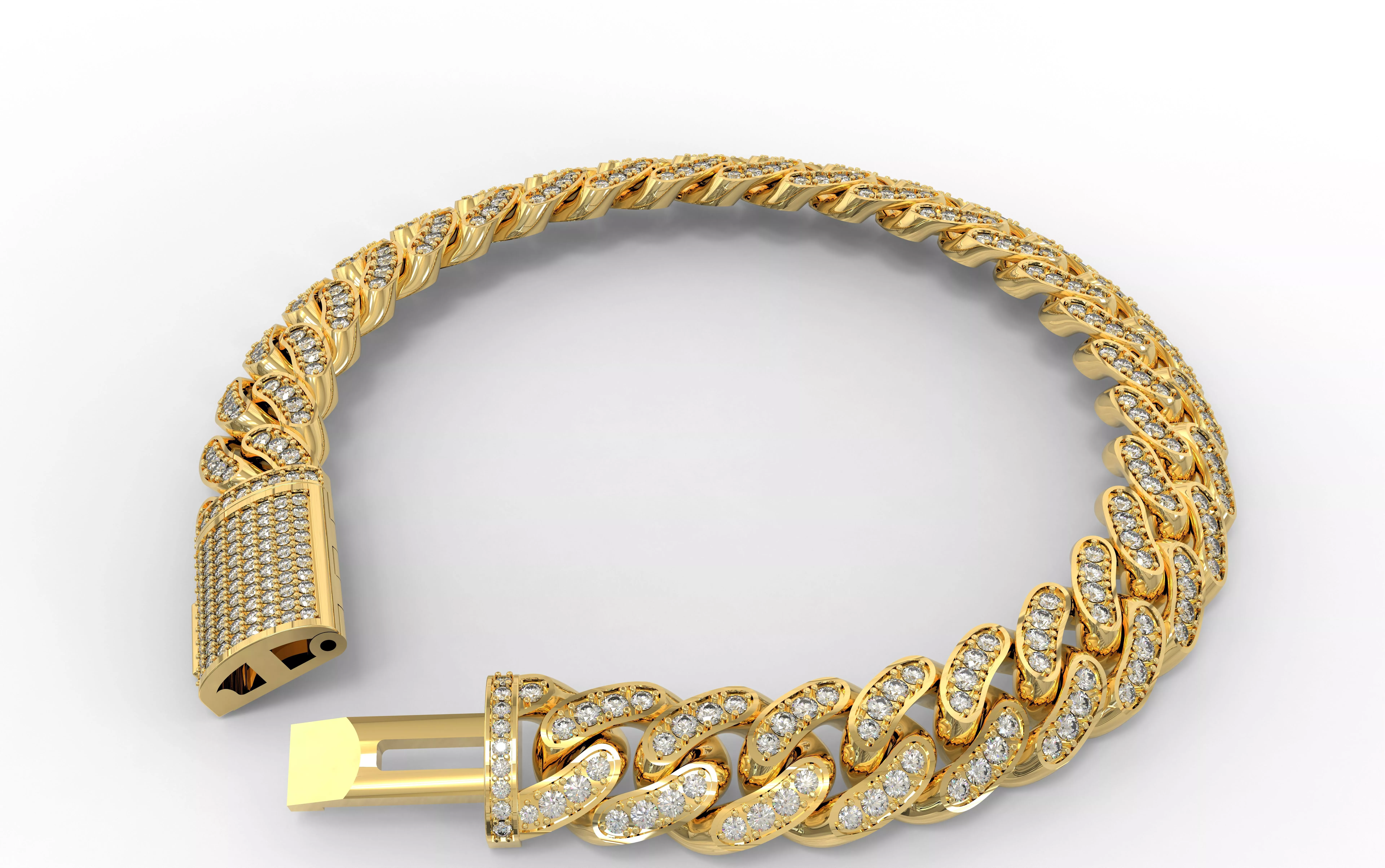 Miami Cuban 9mm bracelet or necklace Gemstone set version 3D print model