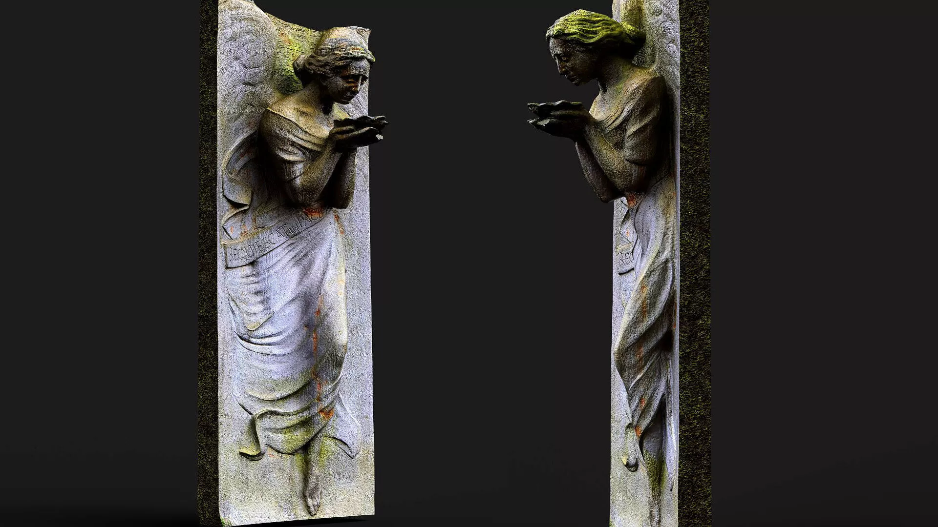 ancient temple wall nymph monument PBR photogrammetry Low-poly 3D model
